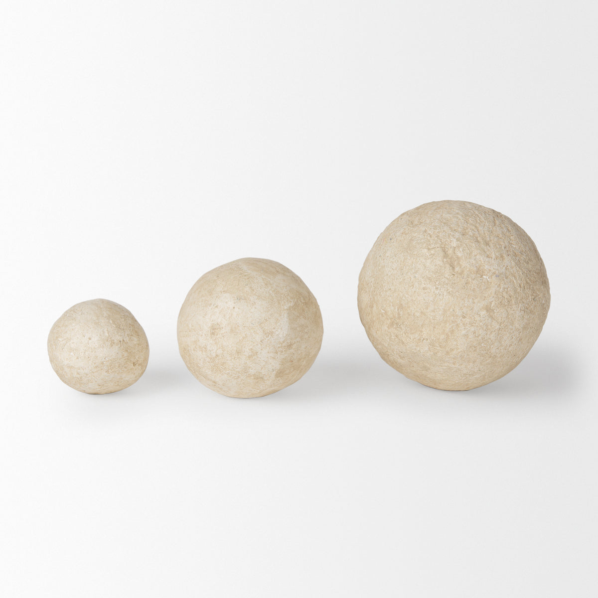 Sunita Beige Paper Mache Orbs (Set of 3) - Ornate Home