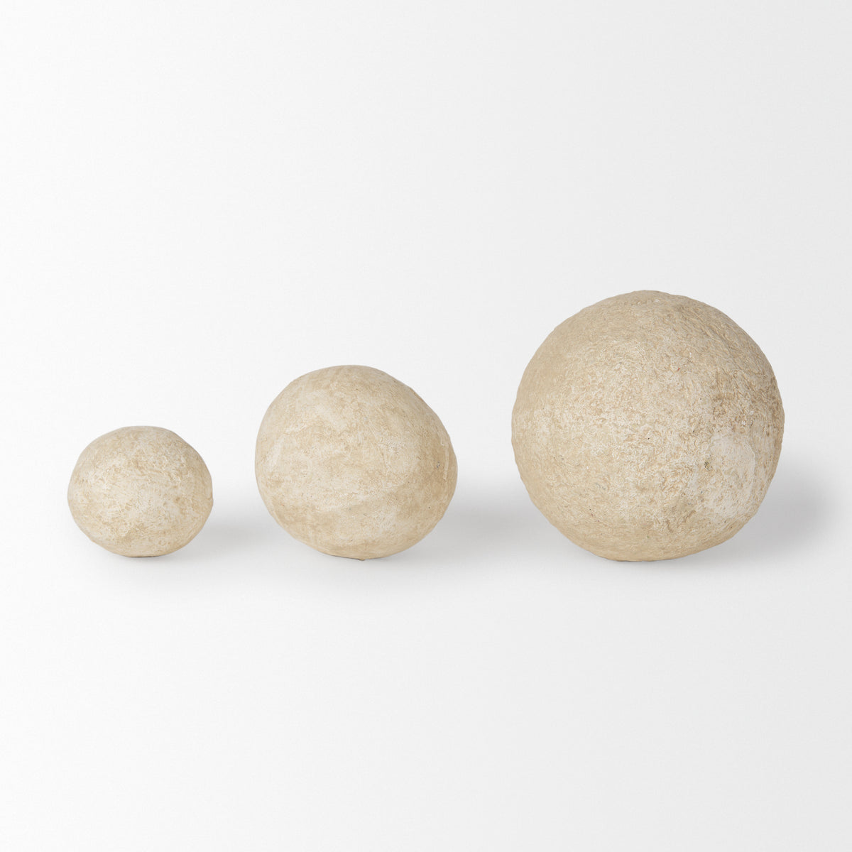 Sunita Beige Paper Mache Orbs (Set of 3) - Ornate Home