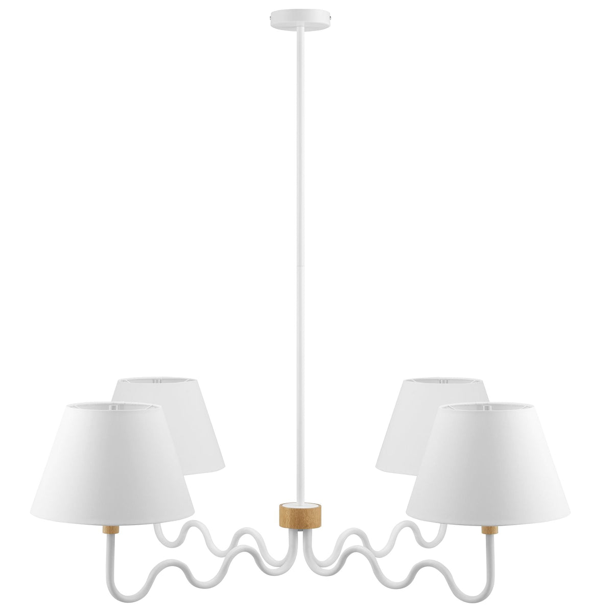 Sunlit Natural/White Squiggle 4-Arm Pendant Light - Ornate Home