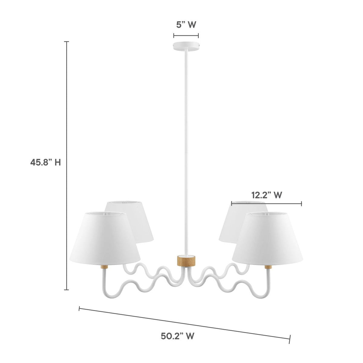 Sunlit Natural/White Squiggle 4-Arm Pendant Light - Ornate Home