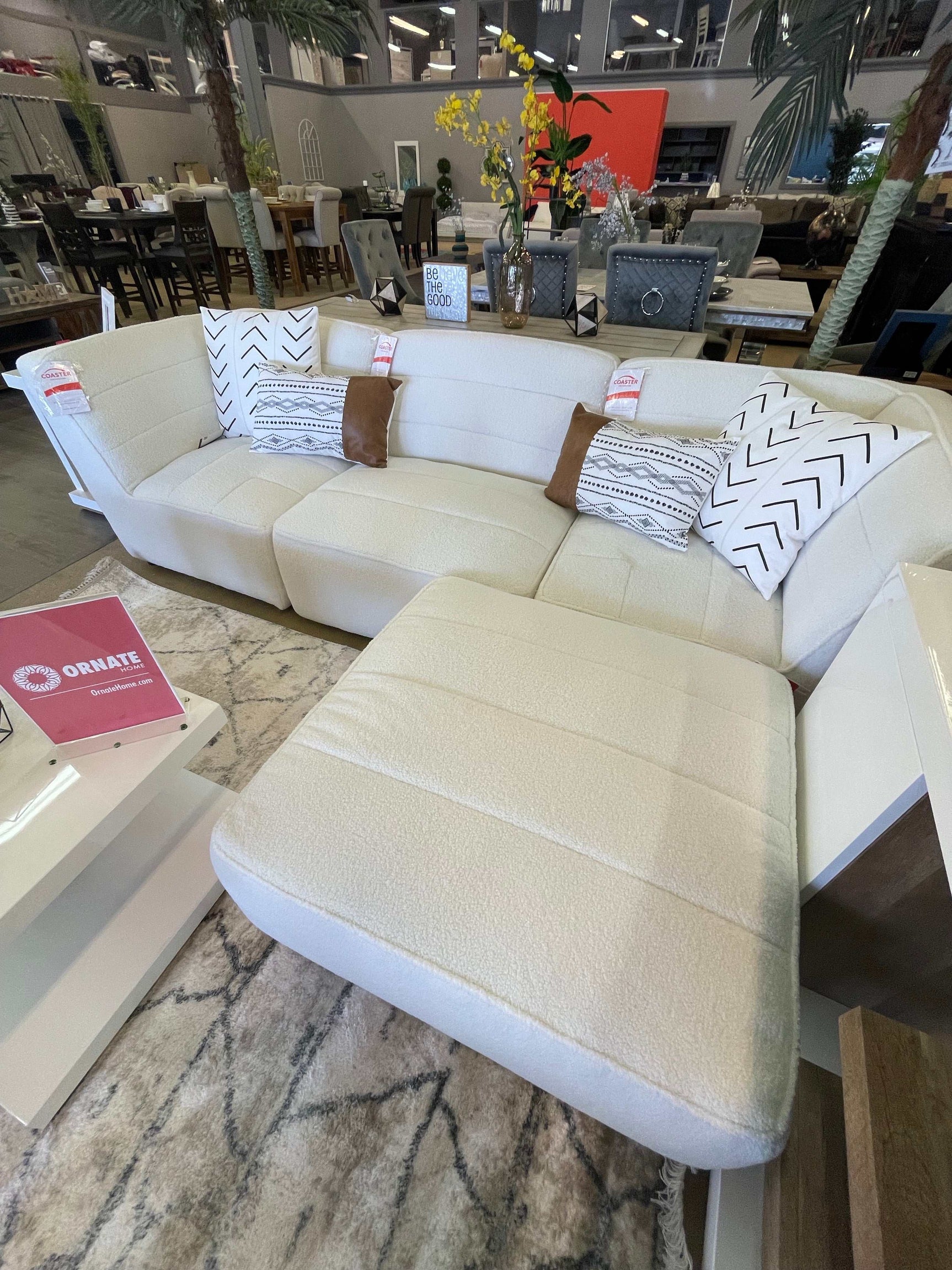 Sunny Natural White 6pc Modular Sectional Living Room Set - Ornate Home