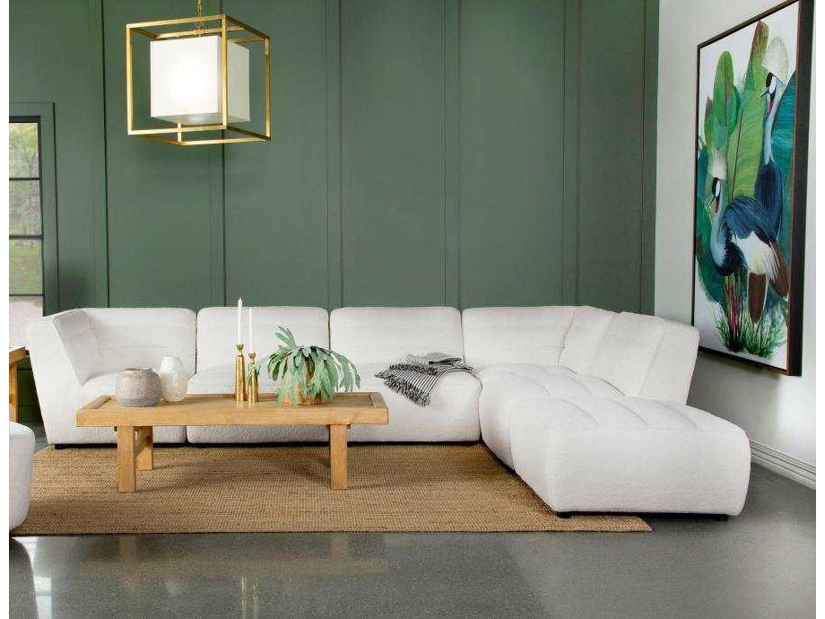 Sunny Natural White 6pc Modular Sectional Living Room Set - Ornate Home