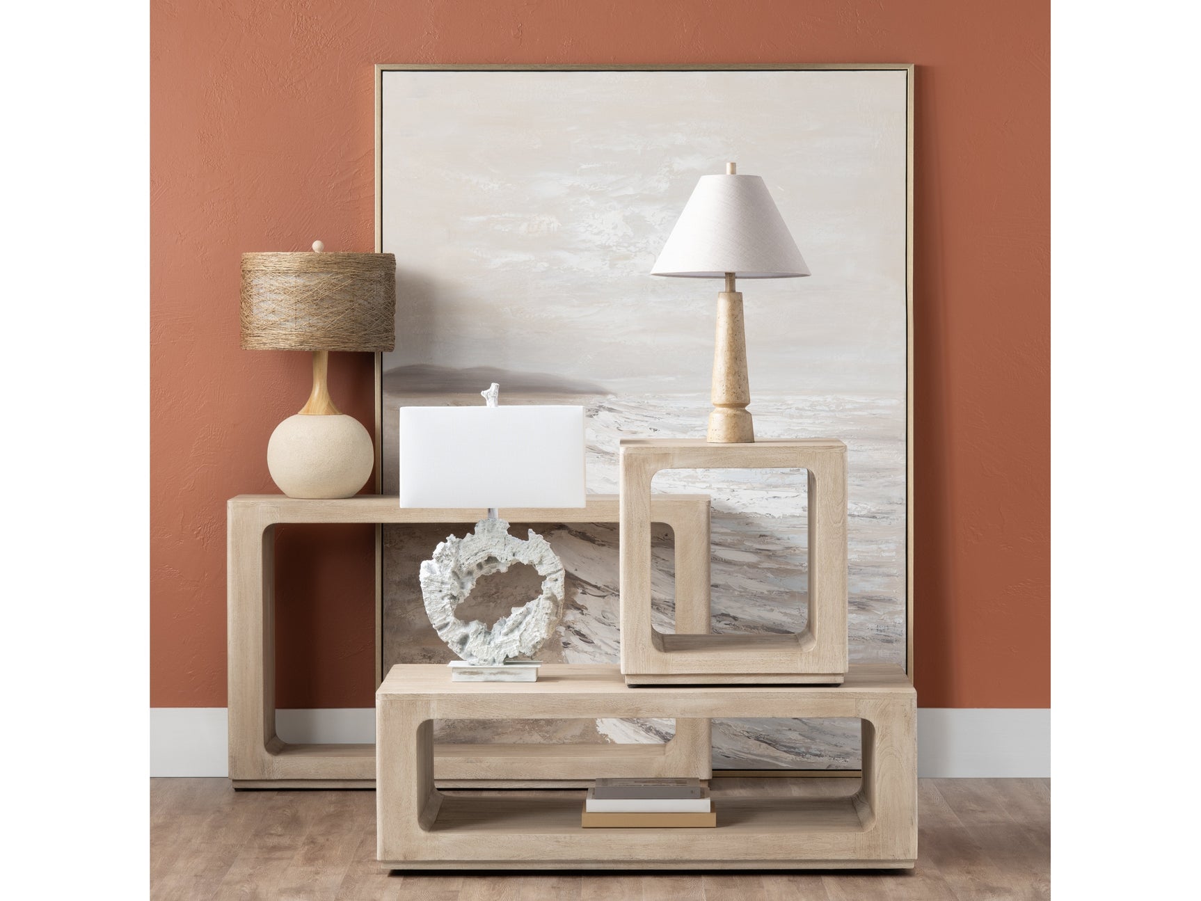 Sunny Shore 1 Brown/White Canvas