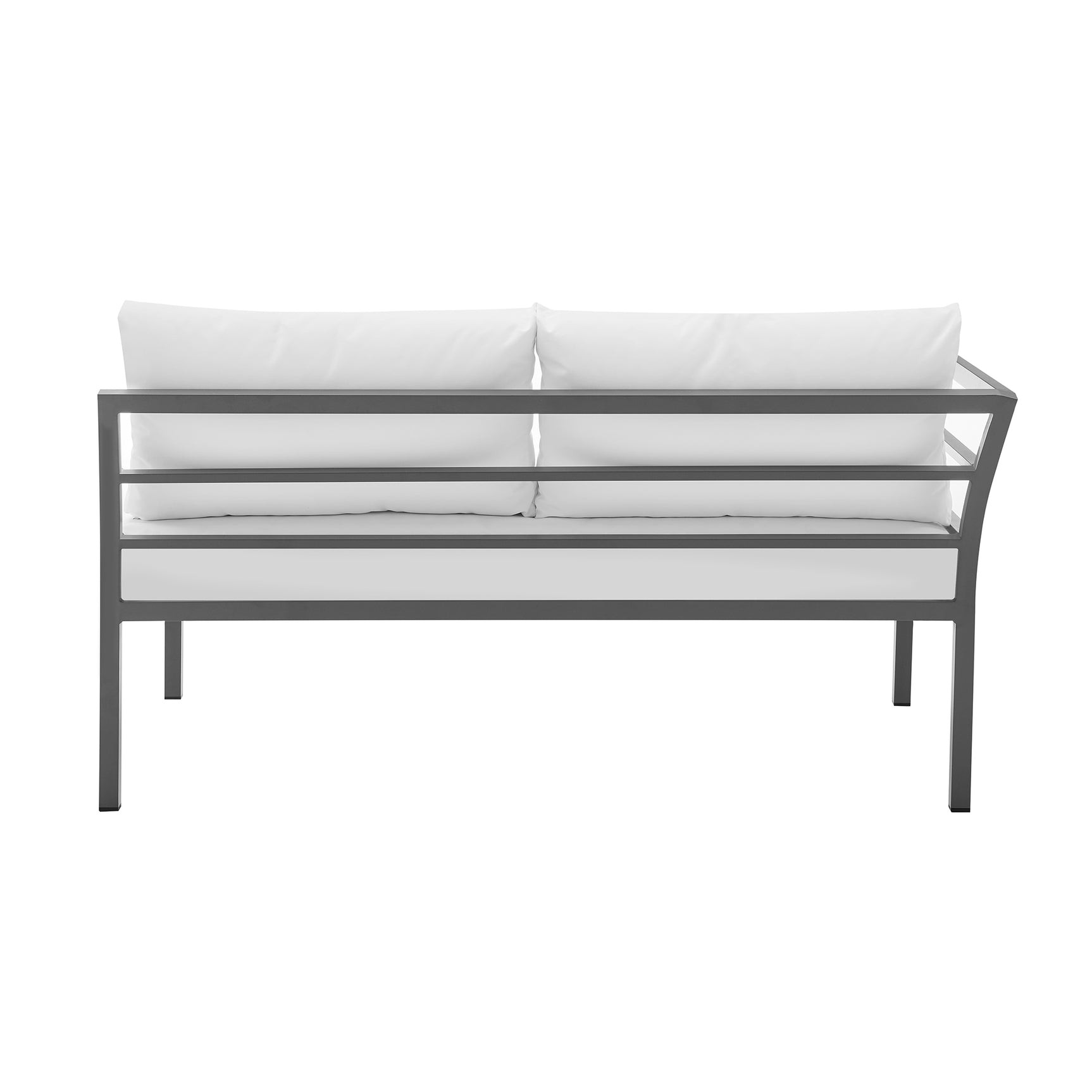 Sunnyside Corner Patio Conversation Set with Table in Grey on White - Ornate Home