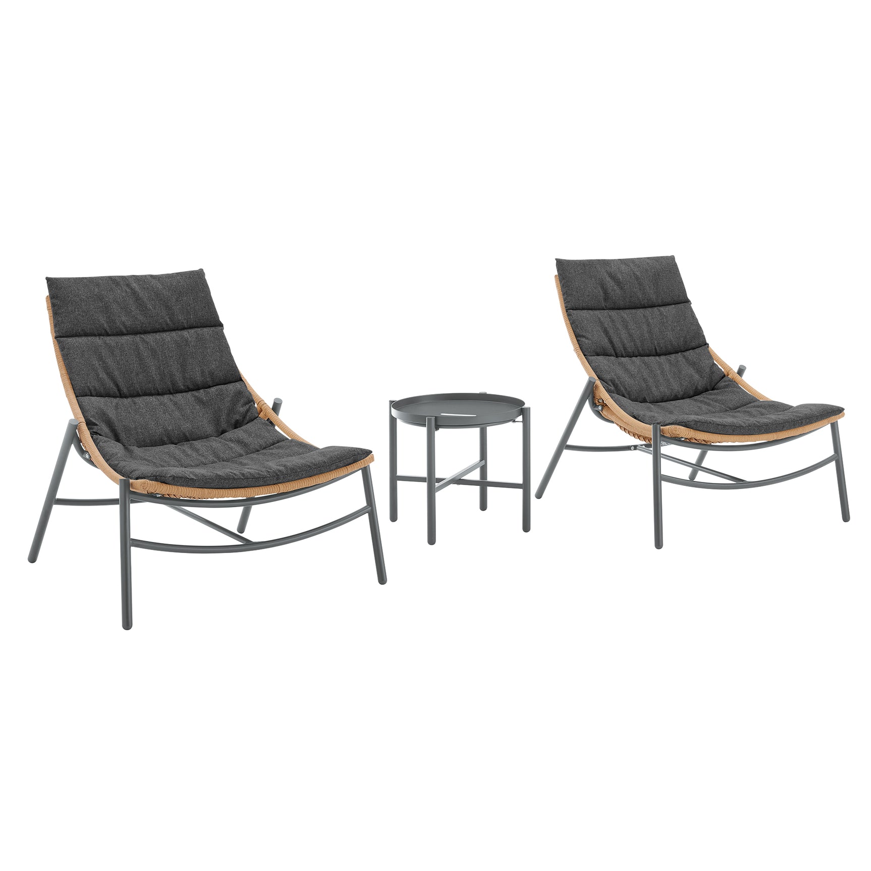 Sunset 3-Piece Patio Conversation Set in Grey - Ornate Home