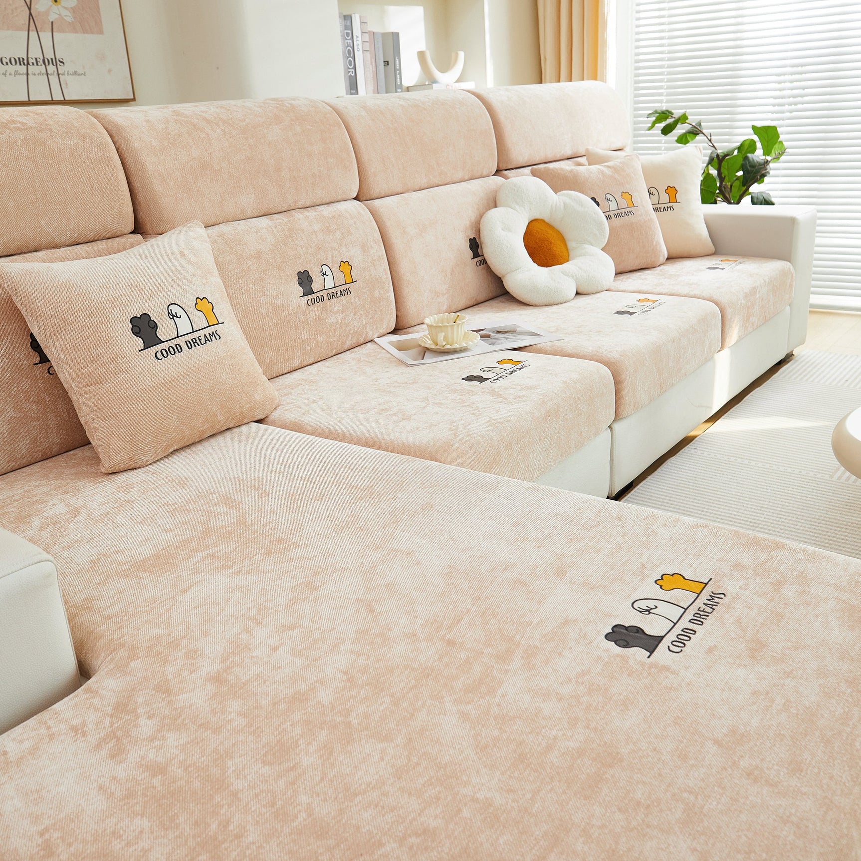 Super Stretch Seat Cushion/Couch Slipcover, Solid Couch Cushion Covers Washable Furniture Protector - Ornate Home
