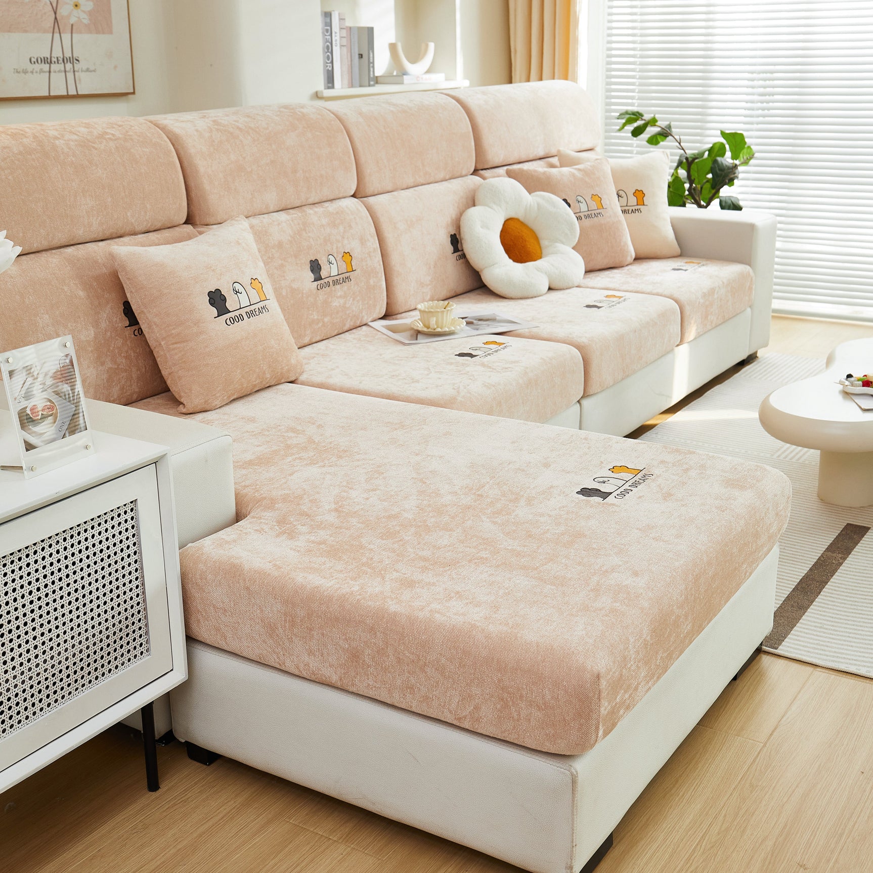 Super Stretch Seat Cushion/Couch Slipcover, Solid Couch Cushion Covers Washable Furniture Protector - Ornate Home