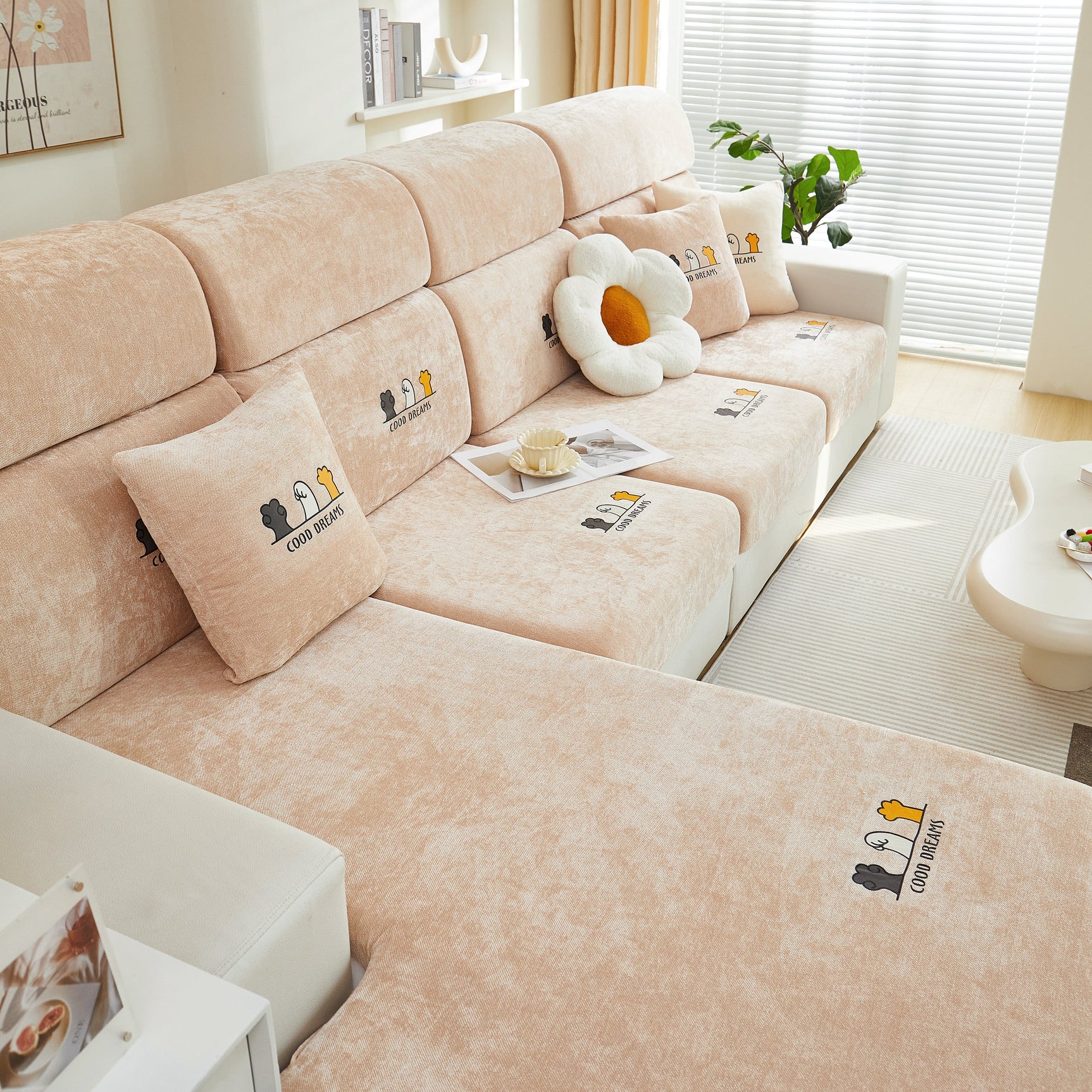 Super Stretch Seat Cushion/Couch Slipcover, Solid Couch Cushion Covers Washable Furniture Protector - Ornate Home
