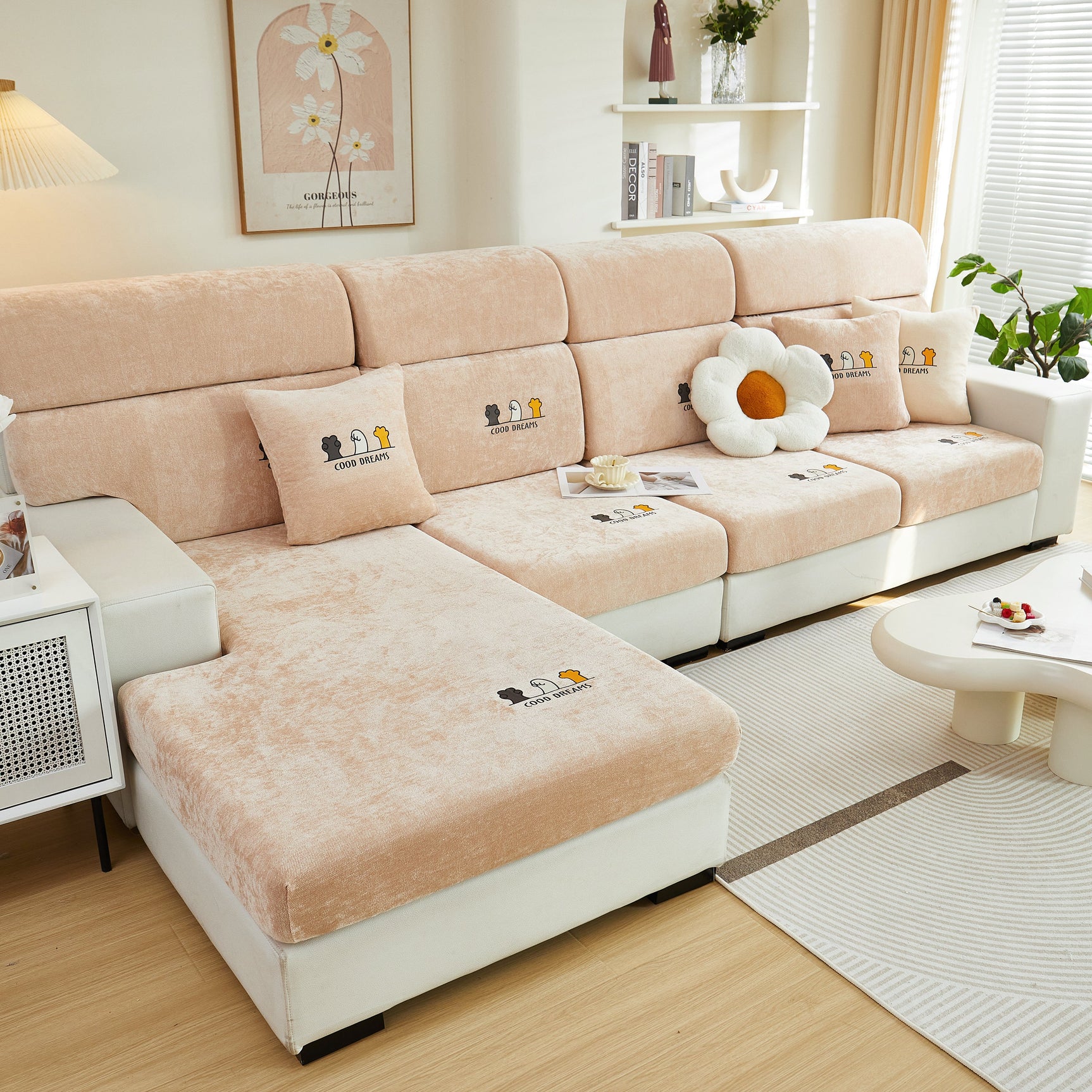 Super Stretch Seat Cushion/Couch Slipcover, Solid Couch Cushion Covers Washable Furniture Protector - Ornate Home