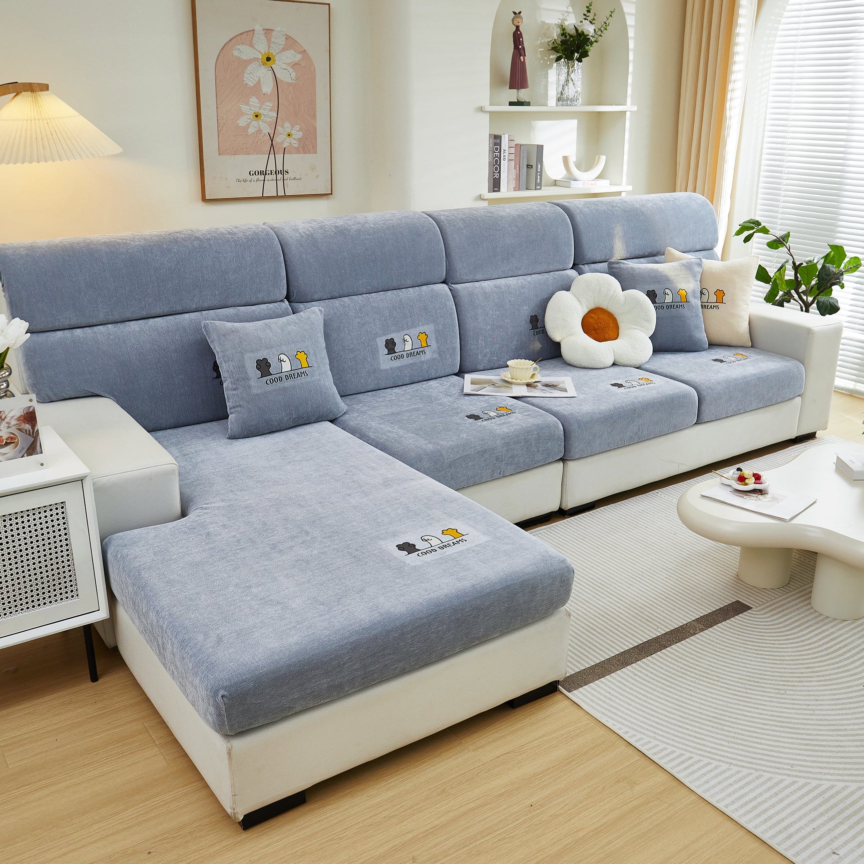 Super Stretch Seat Cushion/Couch Slipcover, Solid Couch Cushion Covers Washable Furniture Protector - Ornate Home