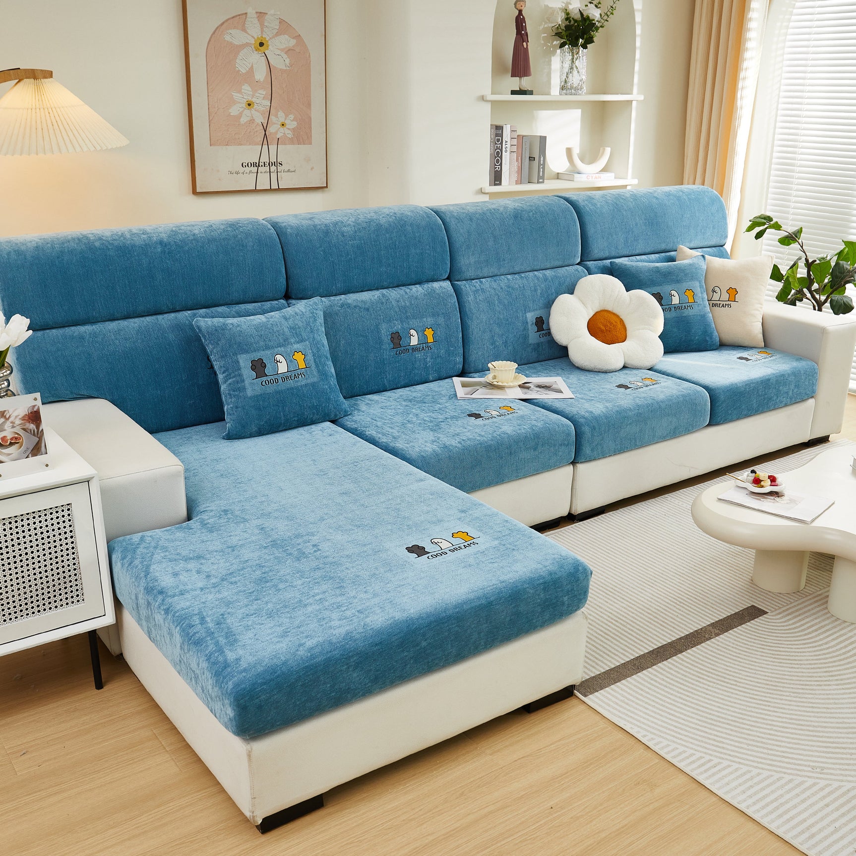 Super Stretch Seat Cushion/Couch Slipcover, Solid Couch Cushion Covers Washable Furniture Protector - Ornate Home