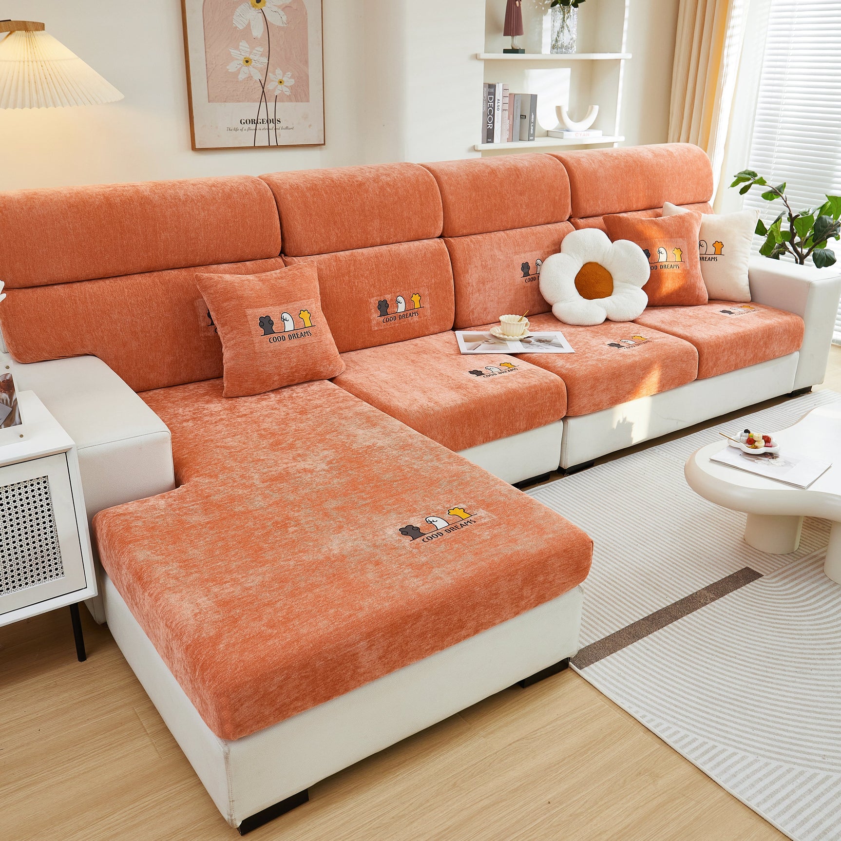 Super Stretch Seat Cushion/Couch Slipcover, Solid Couch Cushion Covers Washable Furniture Protector - Ornate Home