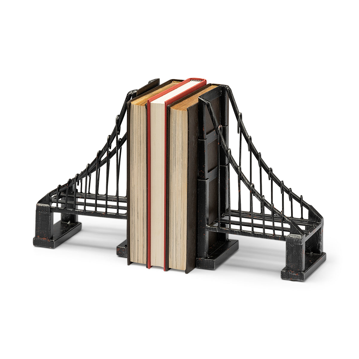 Suspension Brown Wrought Iron Suspension Bridge Bookends (Set of 2) - Ornate Home