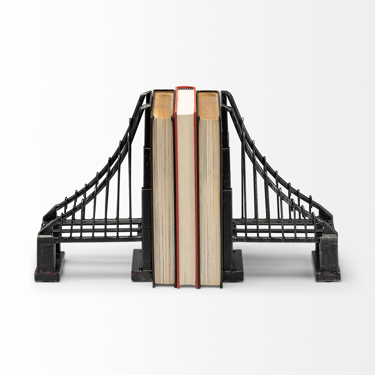 Suspension Brown Wrought Iron Suspension Bridge Bookends (Set of 2) - Ornate Home