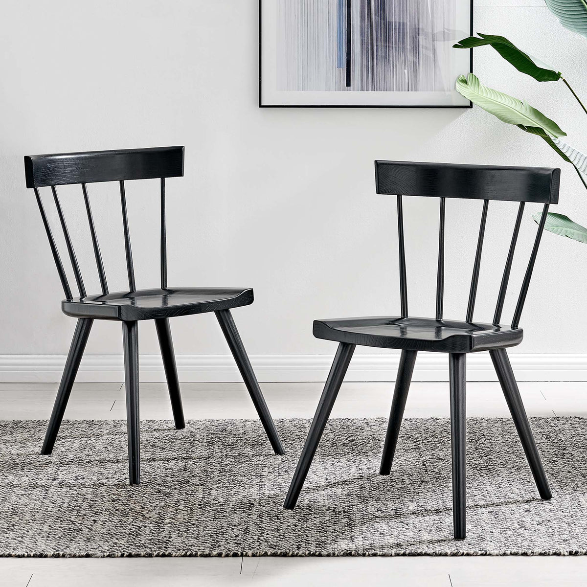 Sutter Black Wood Dining Side Chair (Set of 2) - Ornate Home