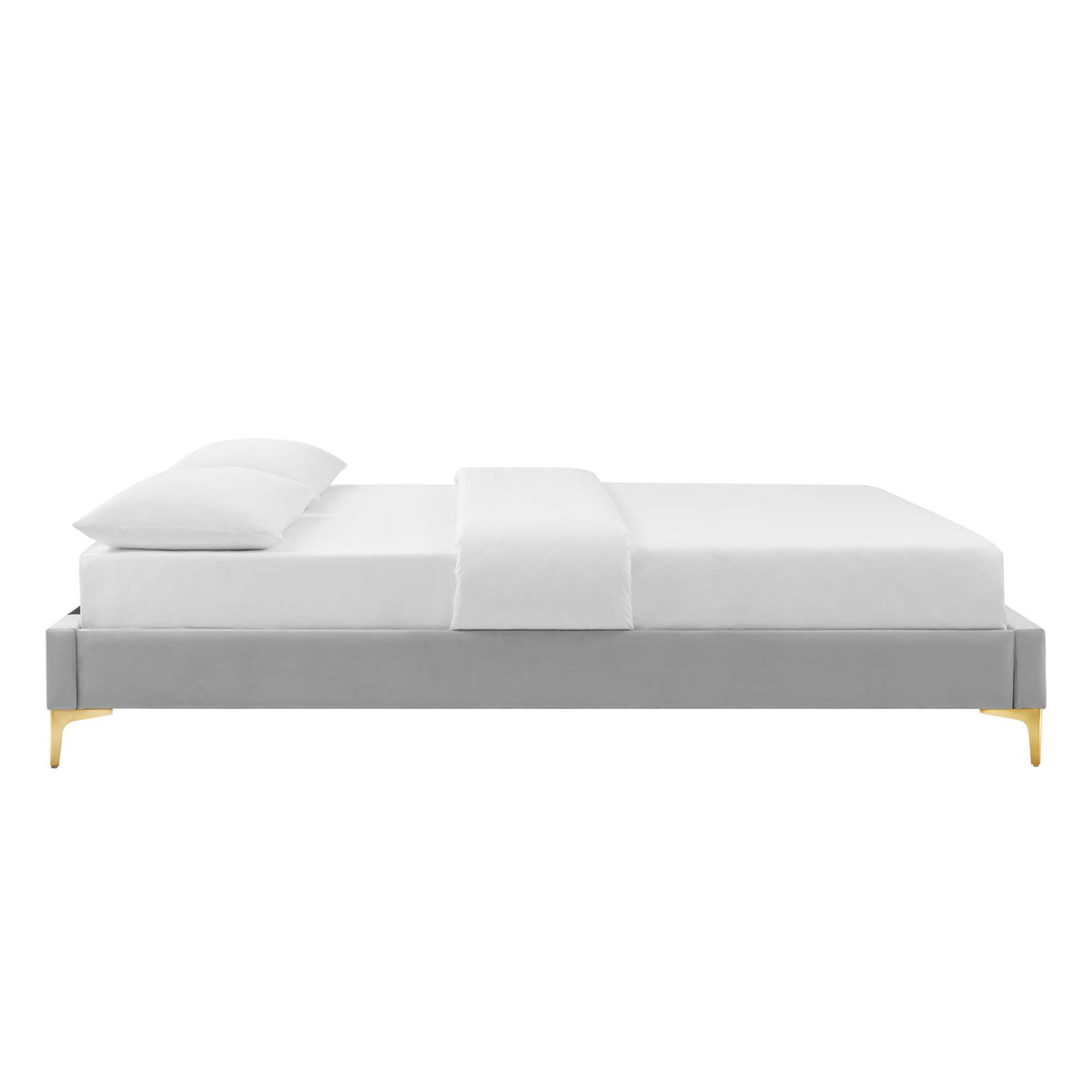 Sutton Light Gray Performance Velvet Full Bed Frame - Ornate Home