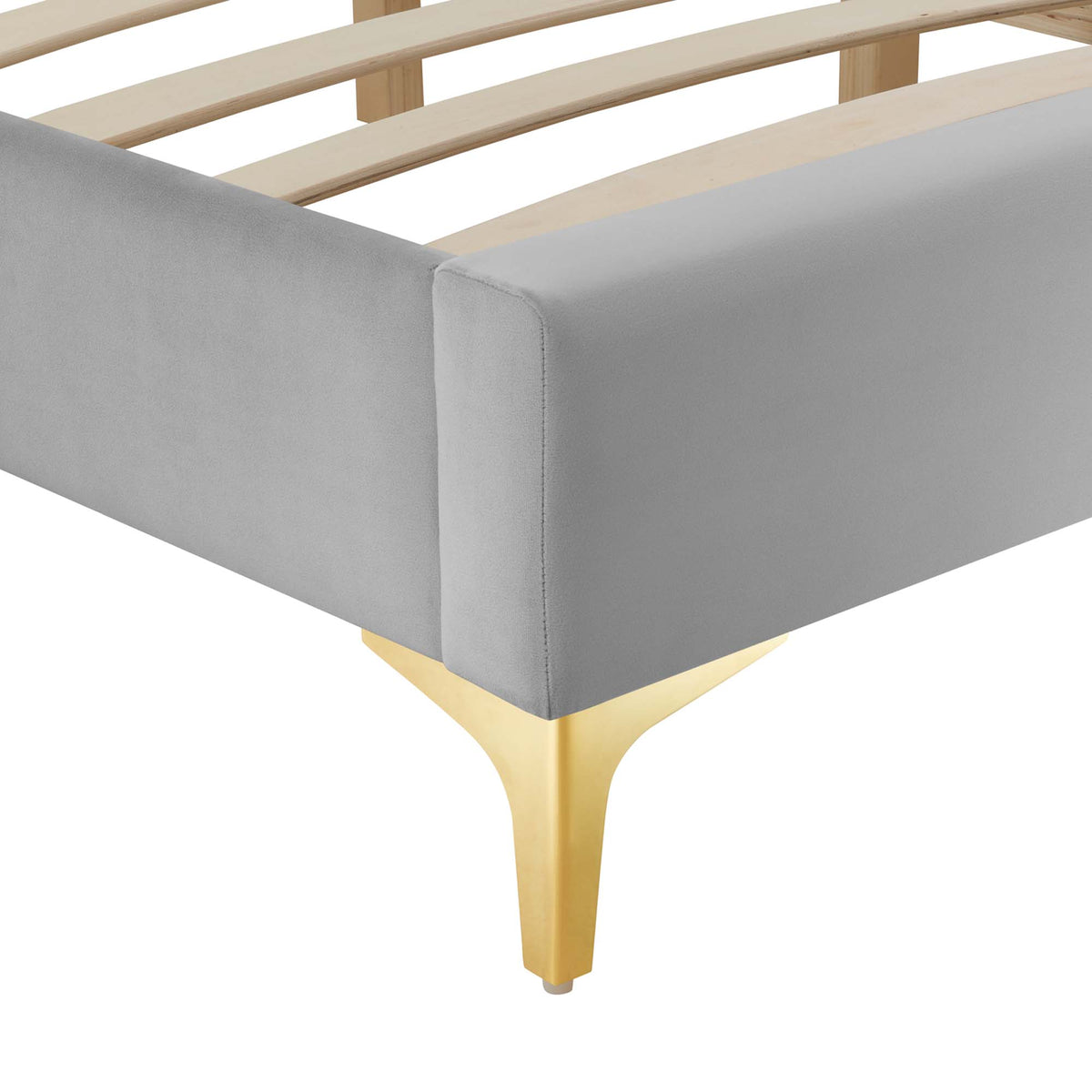 Sutton Light Gray Performance Velvet Full Bed Frame - Ornate Home