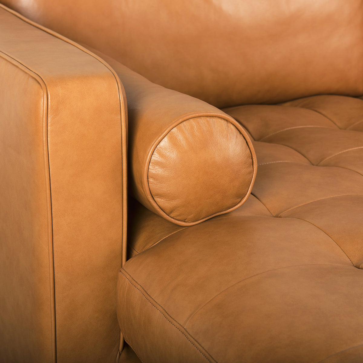 Svend Tan Leather Left Chaise Sectional Sofa - Ornate Home