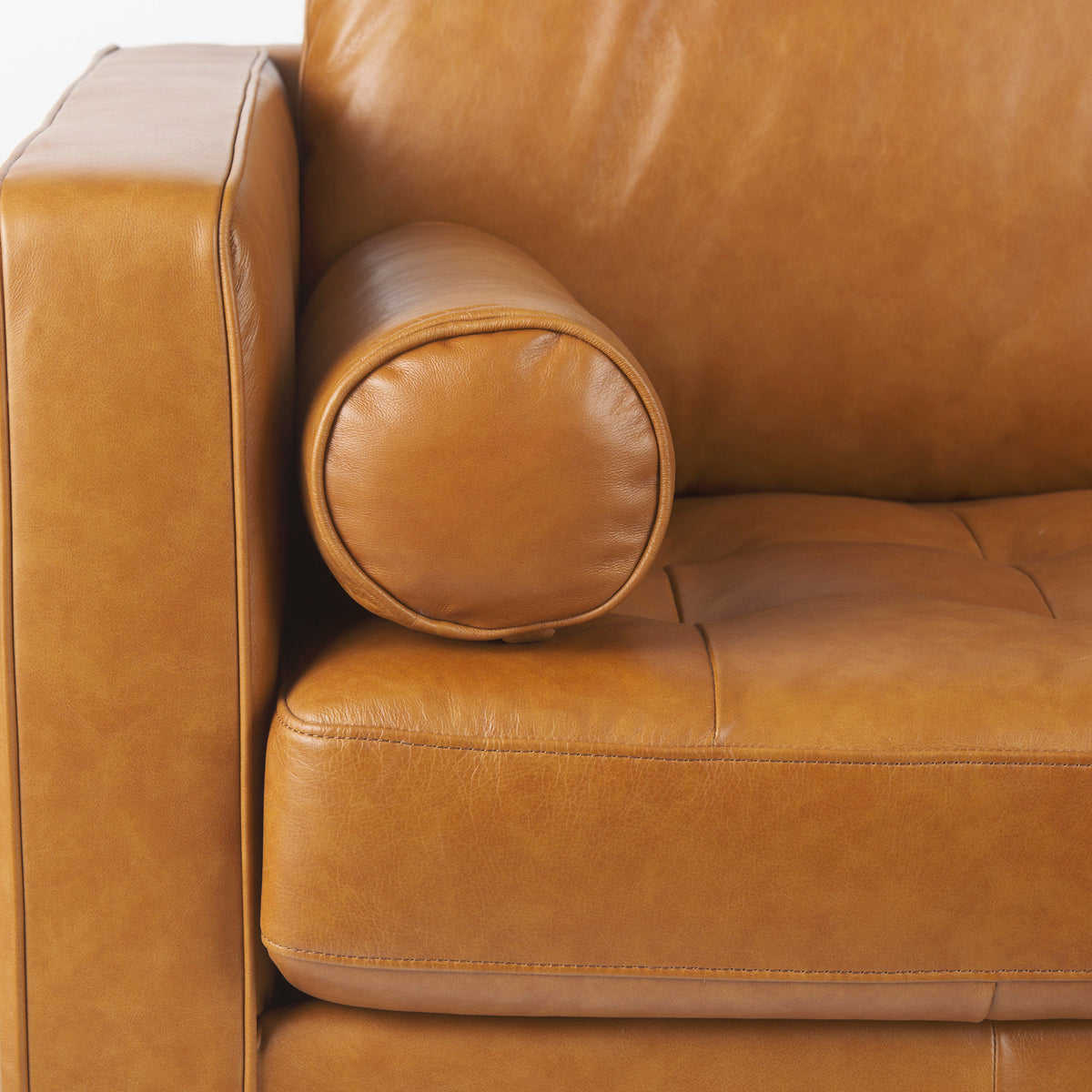 Svend Tan Leather Loveseat Sofa - Ornate Home