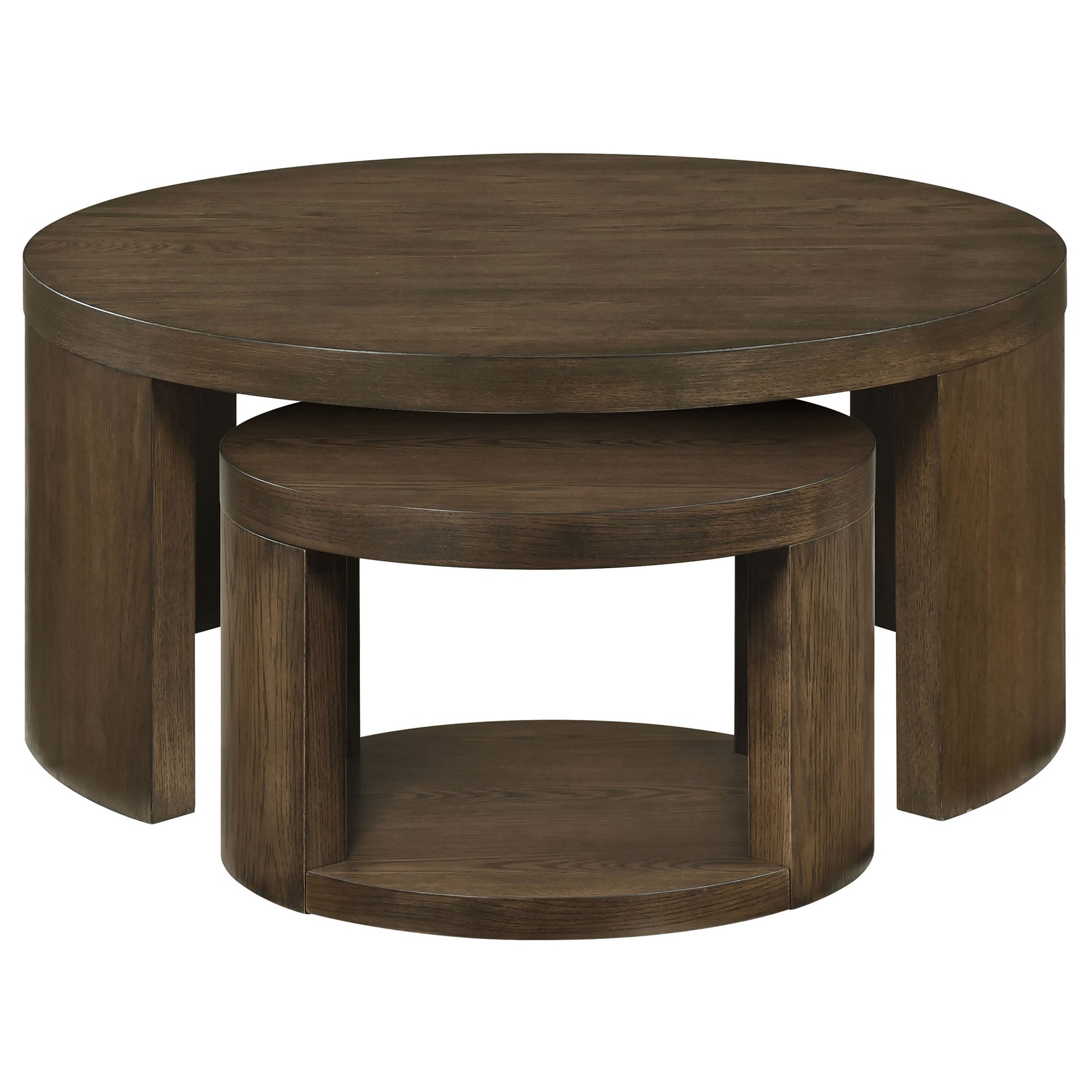 Sweeney Dark Walnut 2-piece Round Wood Occasional Nesting Table Set - Ornate Home