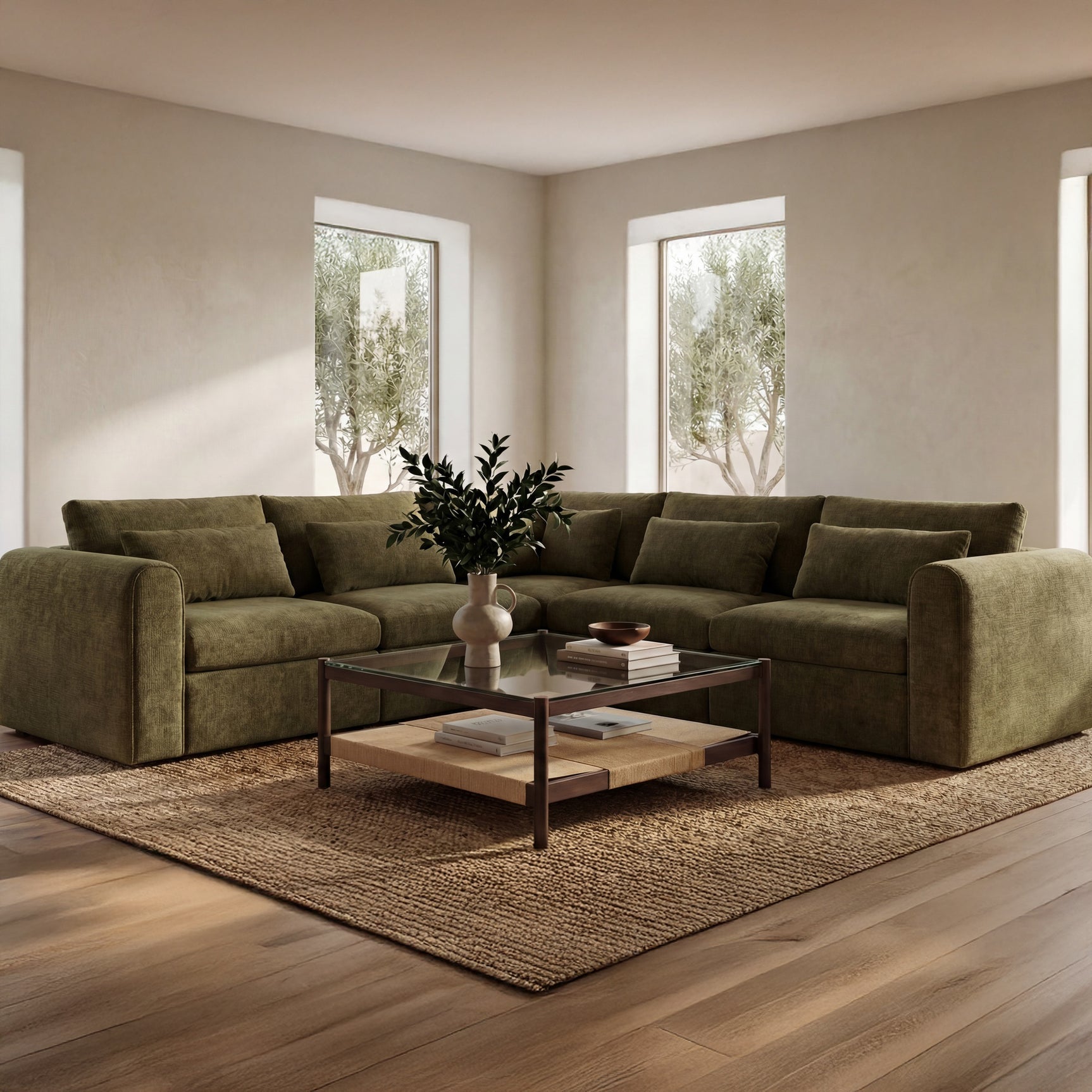 Swift Dark Green Classic L Modular Sectional - Ornate Home
