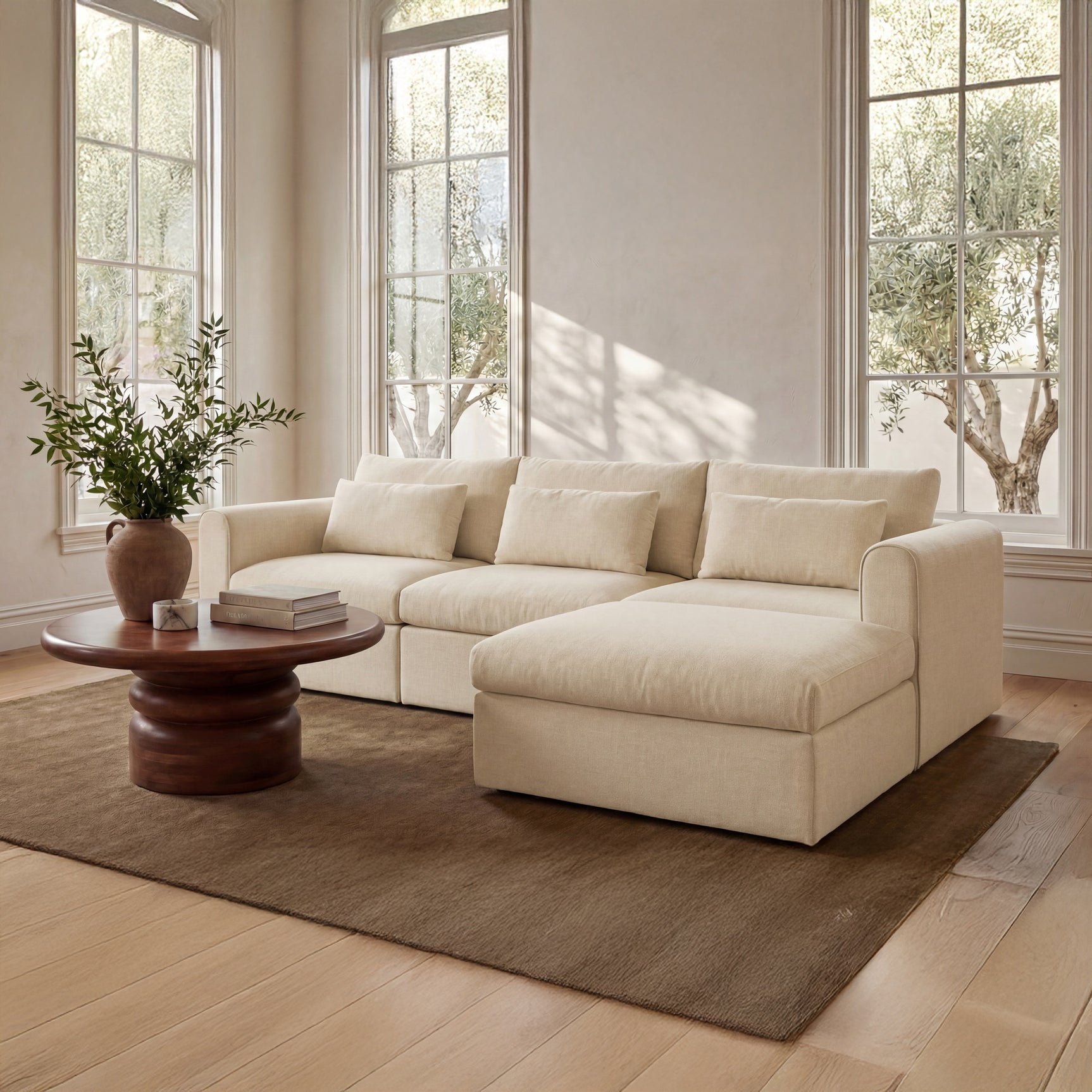 Swift Light Beige Storage Ottoman - Ornate Home