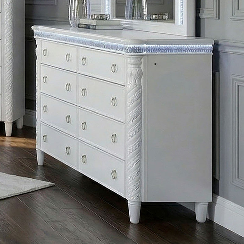 Swindon Pearl White Dresser w/ LED - Ornate Home