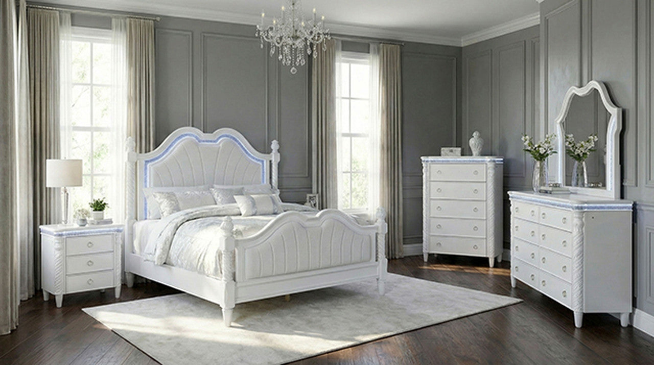 Swindon Pearl White Queen Bed - Ornate Home