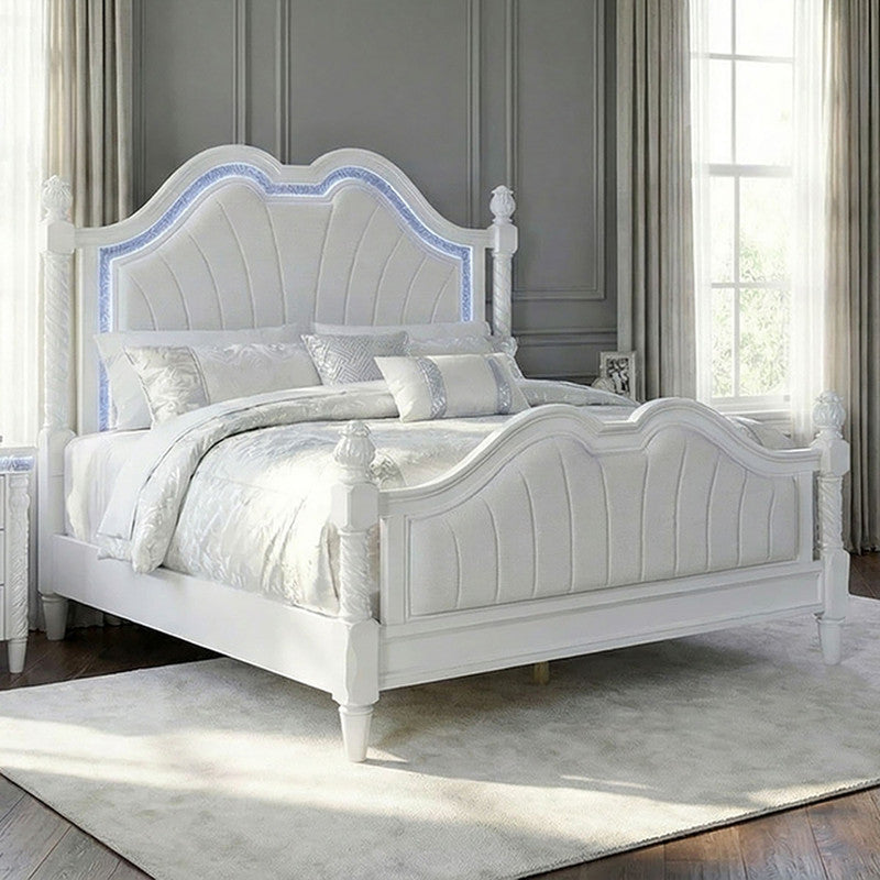 Swindon Pearl White Queen Bed - Ornate Home