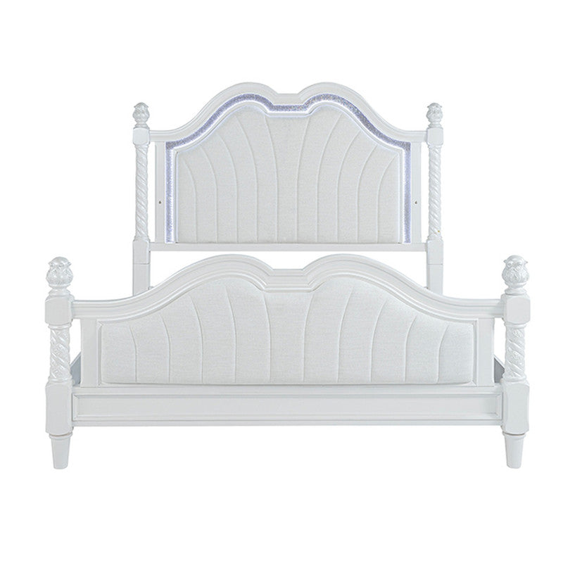 Swindon Pearl White Queen Bed - Ornate Home