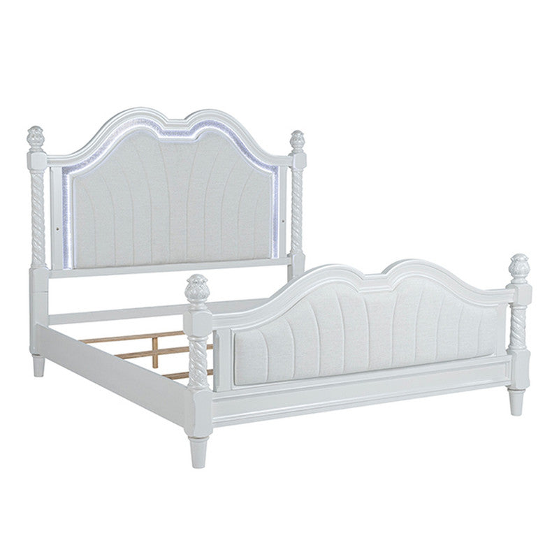 Swindon Pearl White Queen Bed - Ornate Home