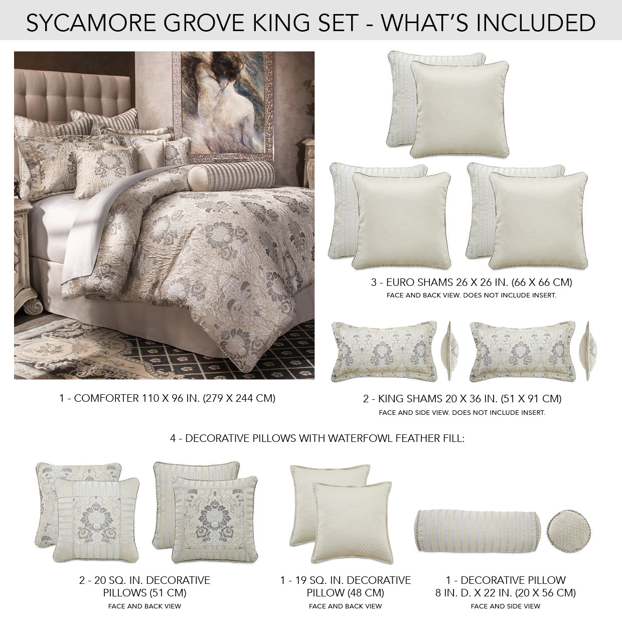 Sycamore Grove Silver Comforter Set - Ornate Home