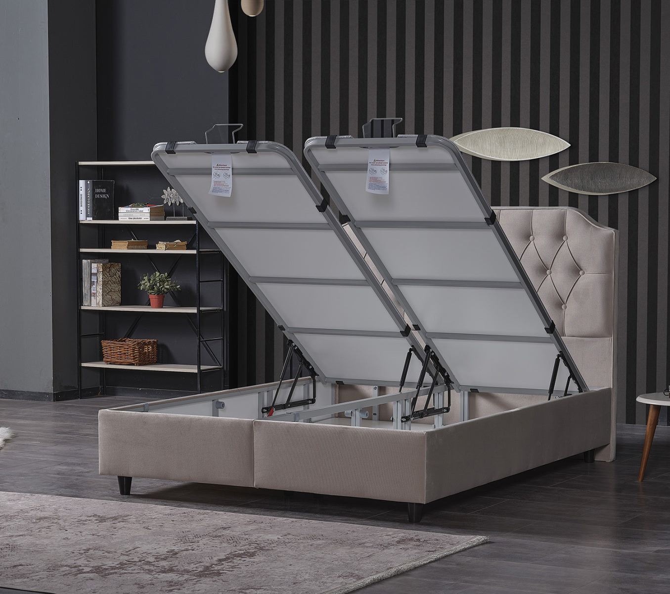 Sydney Beige Queen Storage Bed - Ornate Home