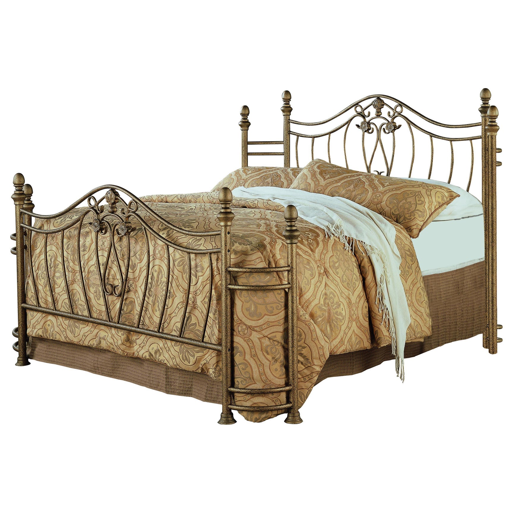 Sydney Brushed Gold Metal Eastern King Open Frame Bed - Ornate Home