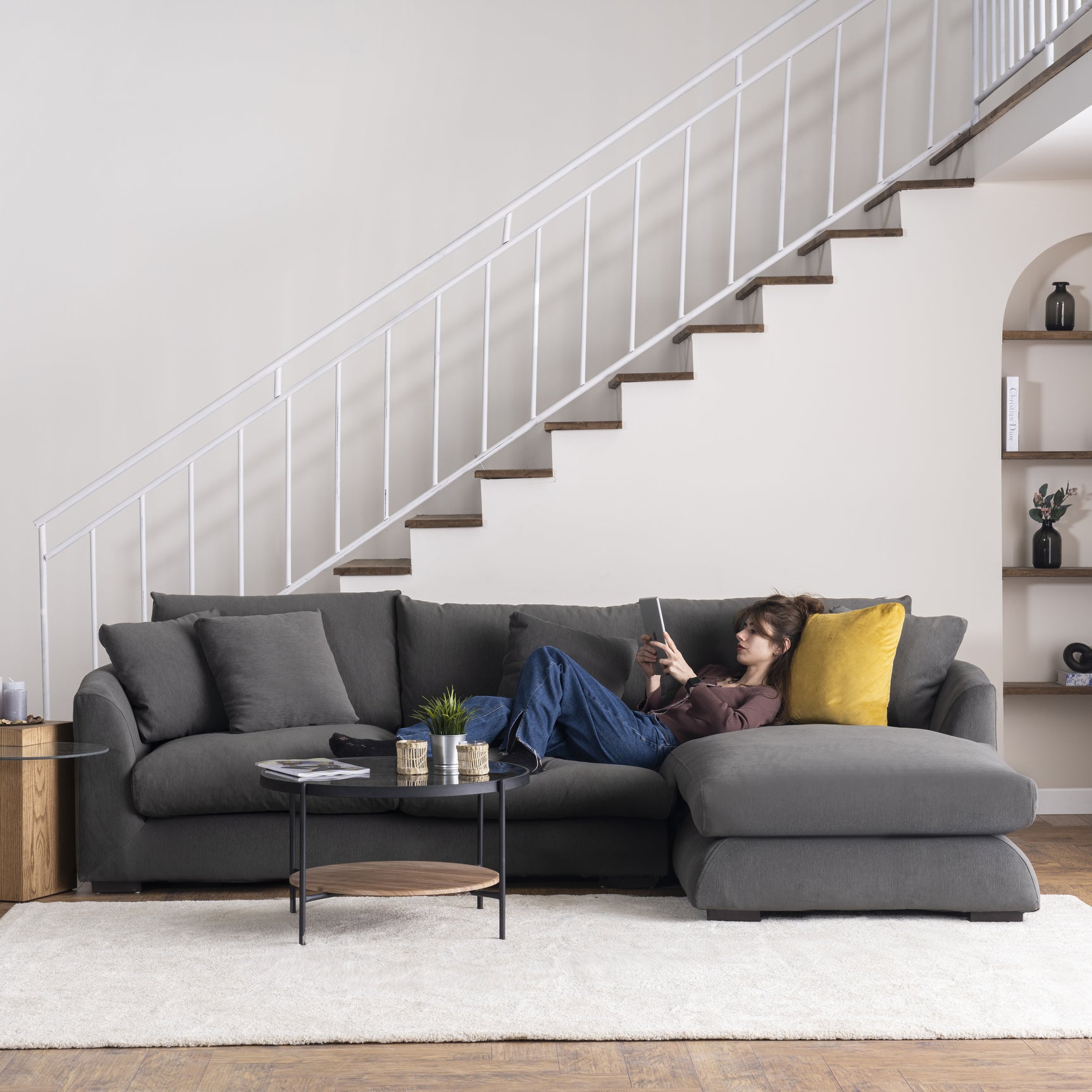 Sydney Gray 2pc RAF Chaise Sectional (110") - Ornate Home