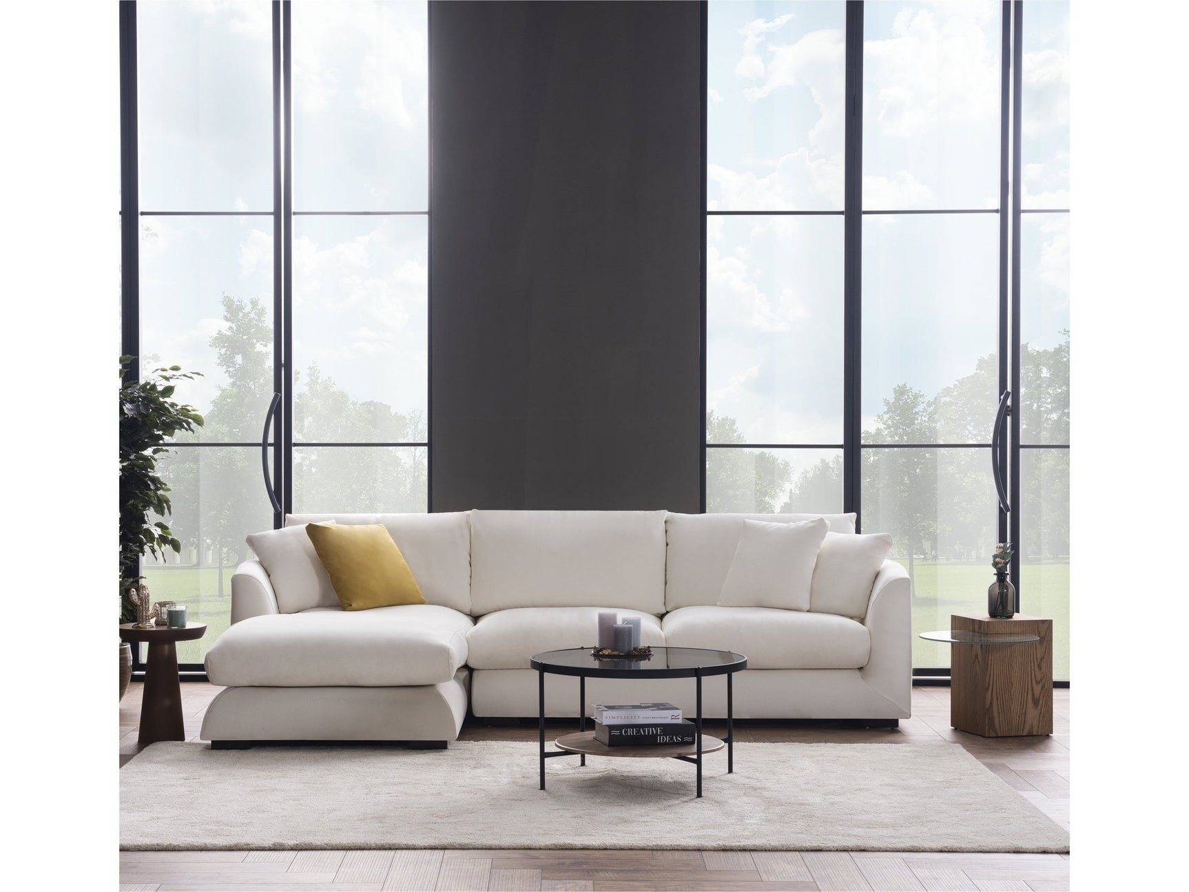 Sydney White 2pc LAF Chaise Sectional (110") - Ornate Home