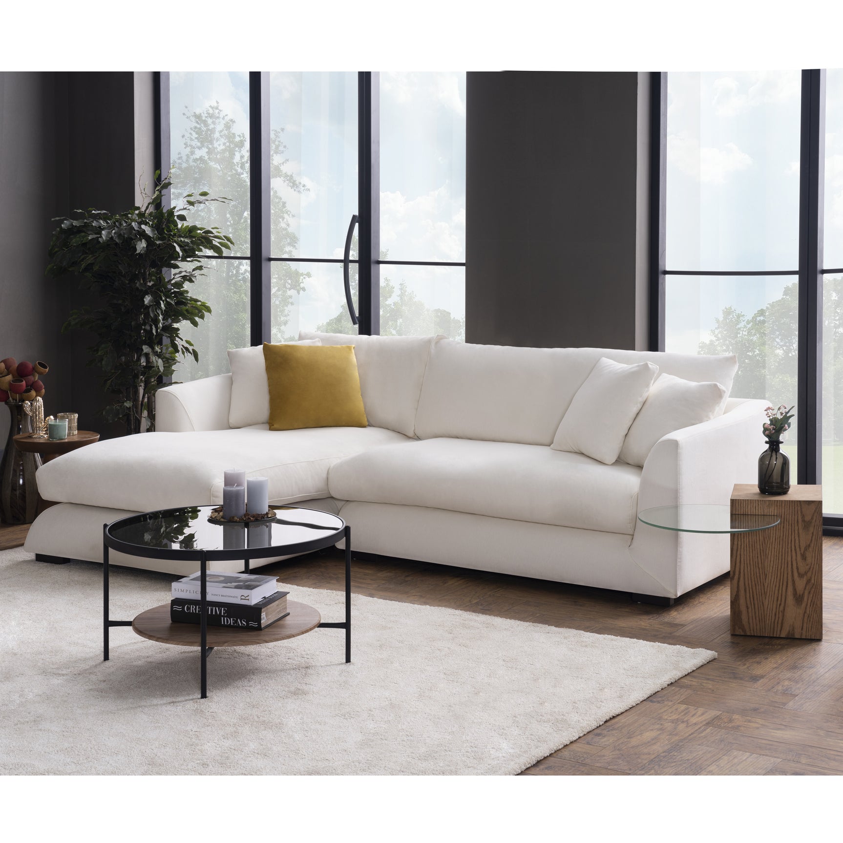 Sydney White 2pc LAF Chaise Sectional - Ornate Home