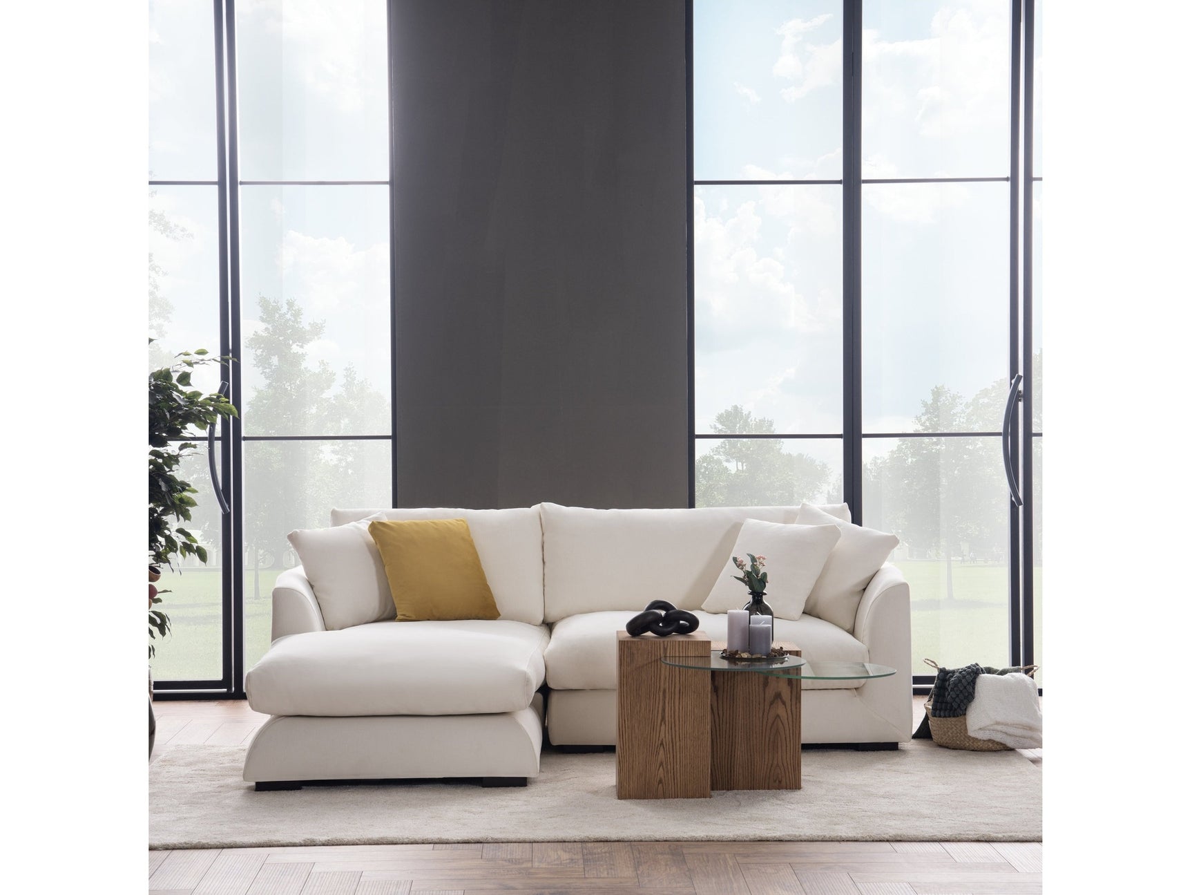 Sydney White 2pc LAF Chaise Sectional - Ornate Home