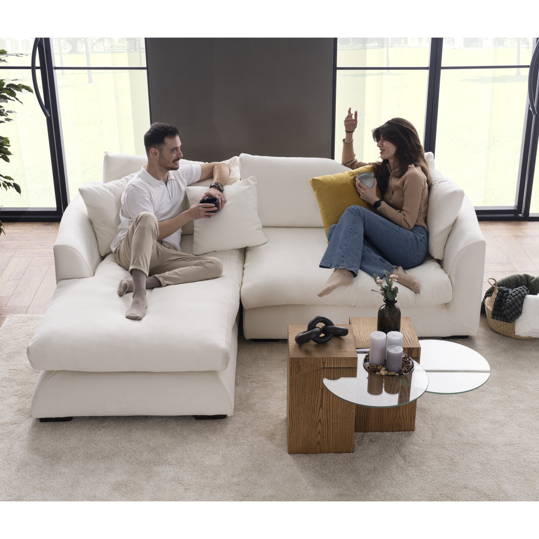 Sydney White 2pc LAF Chaise Sectional - Ornate Home