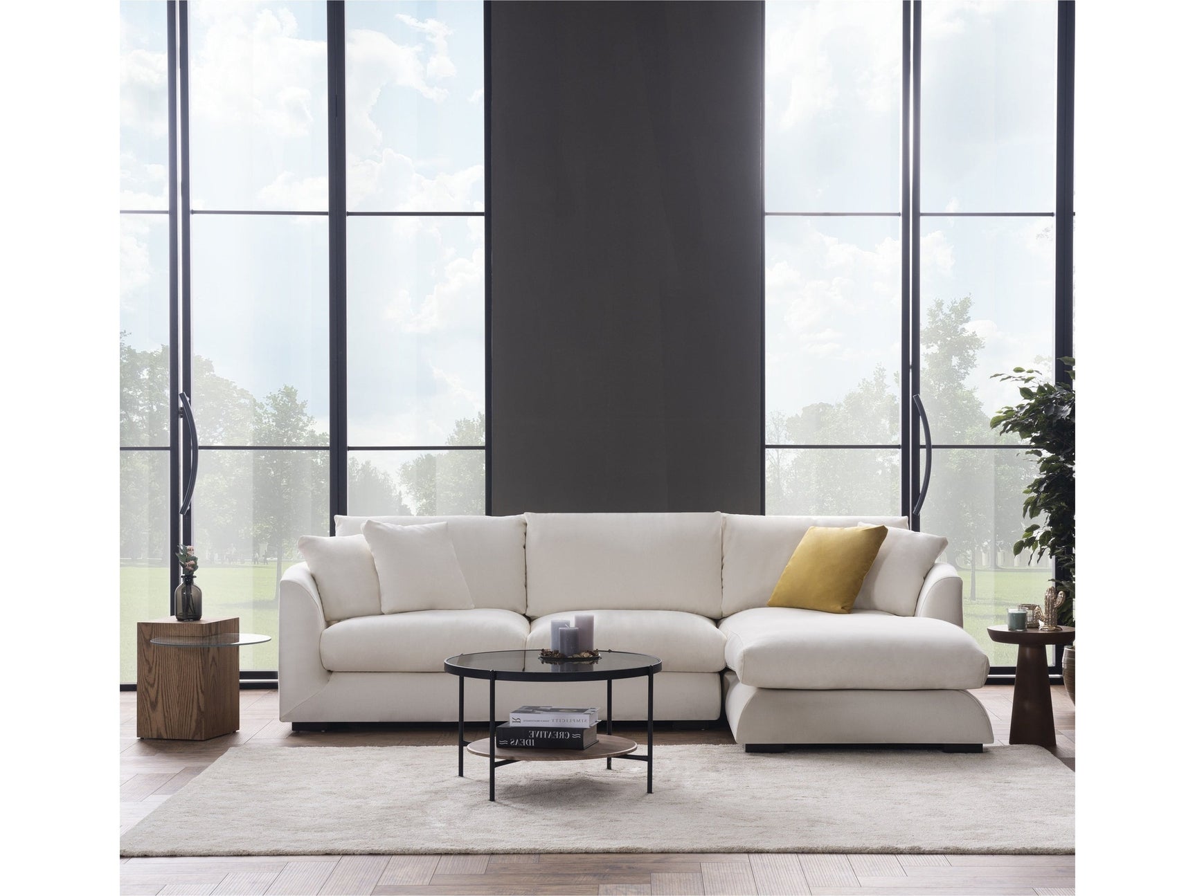 Sydney White 2pc RAF Chaise Sectional (110") - Ornate Home