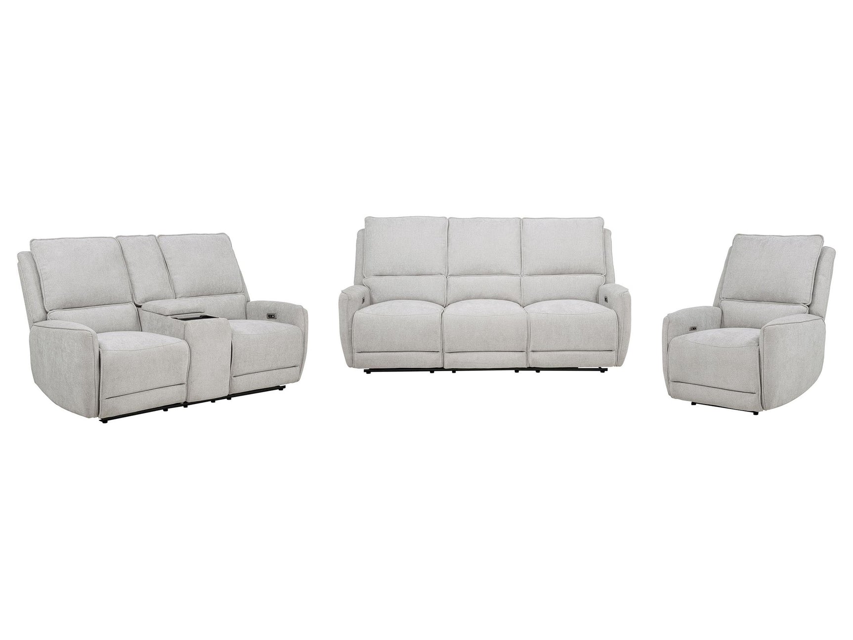 Sylmar Dove Grey 3-piece Chenille Power Reclining Sofa Set - Ornate Home
