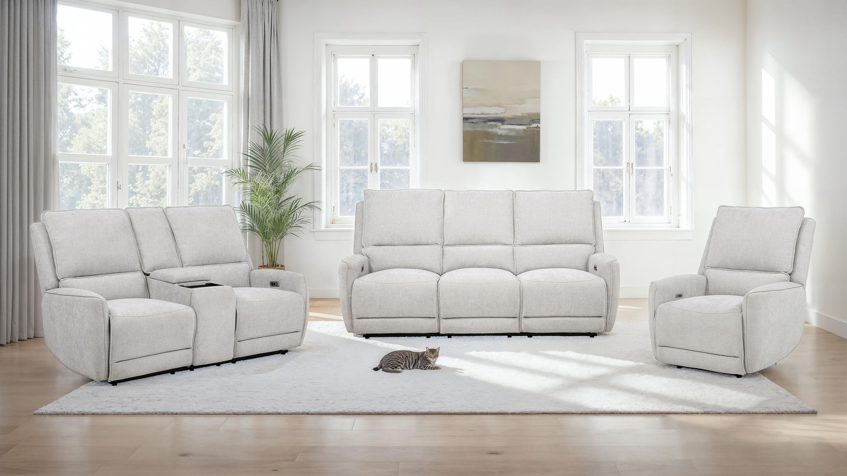 Sylmar Dove Grey Chenille Upholstered Power Reclining Loveseat - Ornate Home