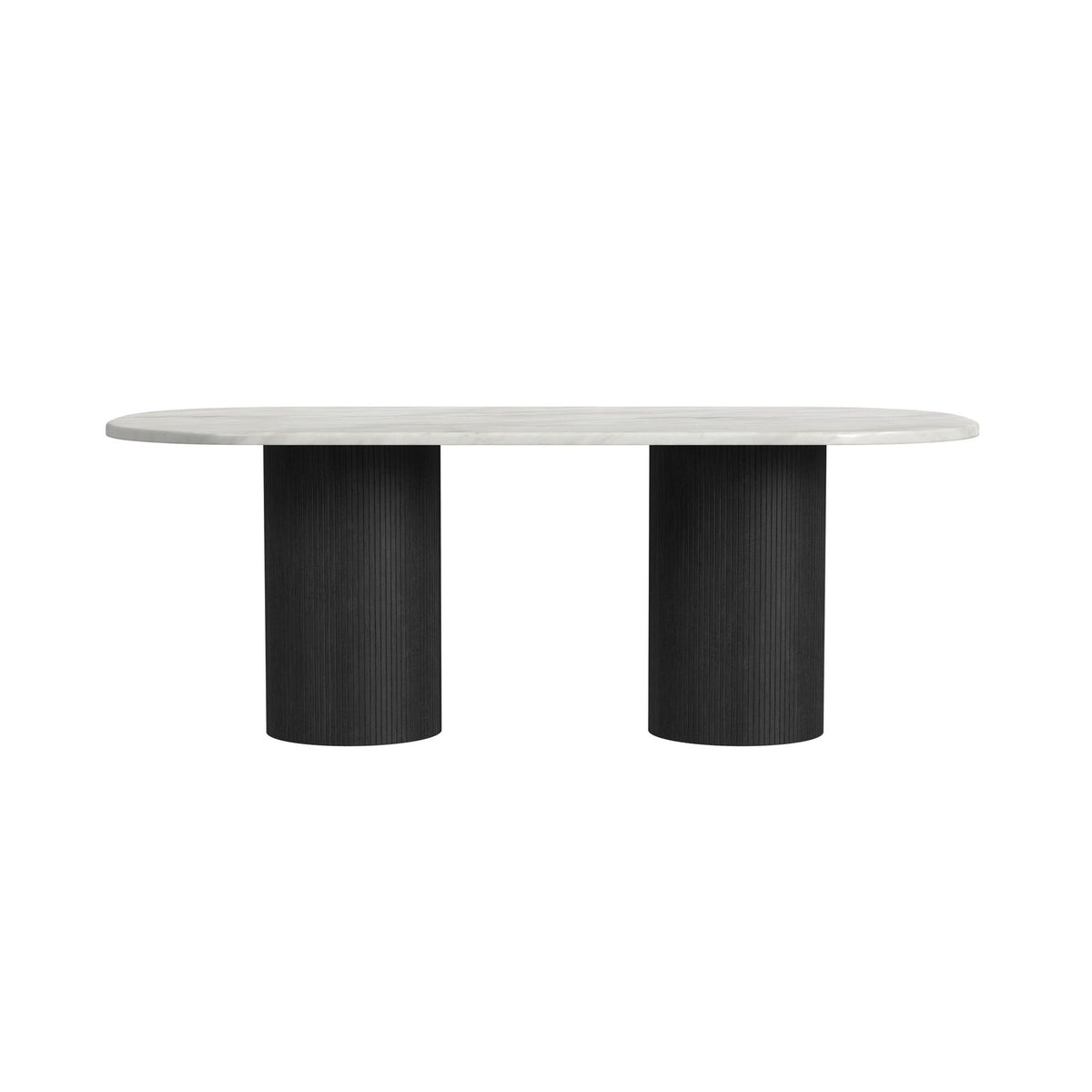 Sylvie Black/White Oval Dining Table with Faux Marble Top with Grain - Ornate Home