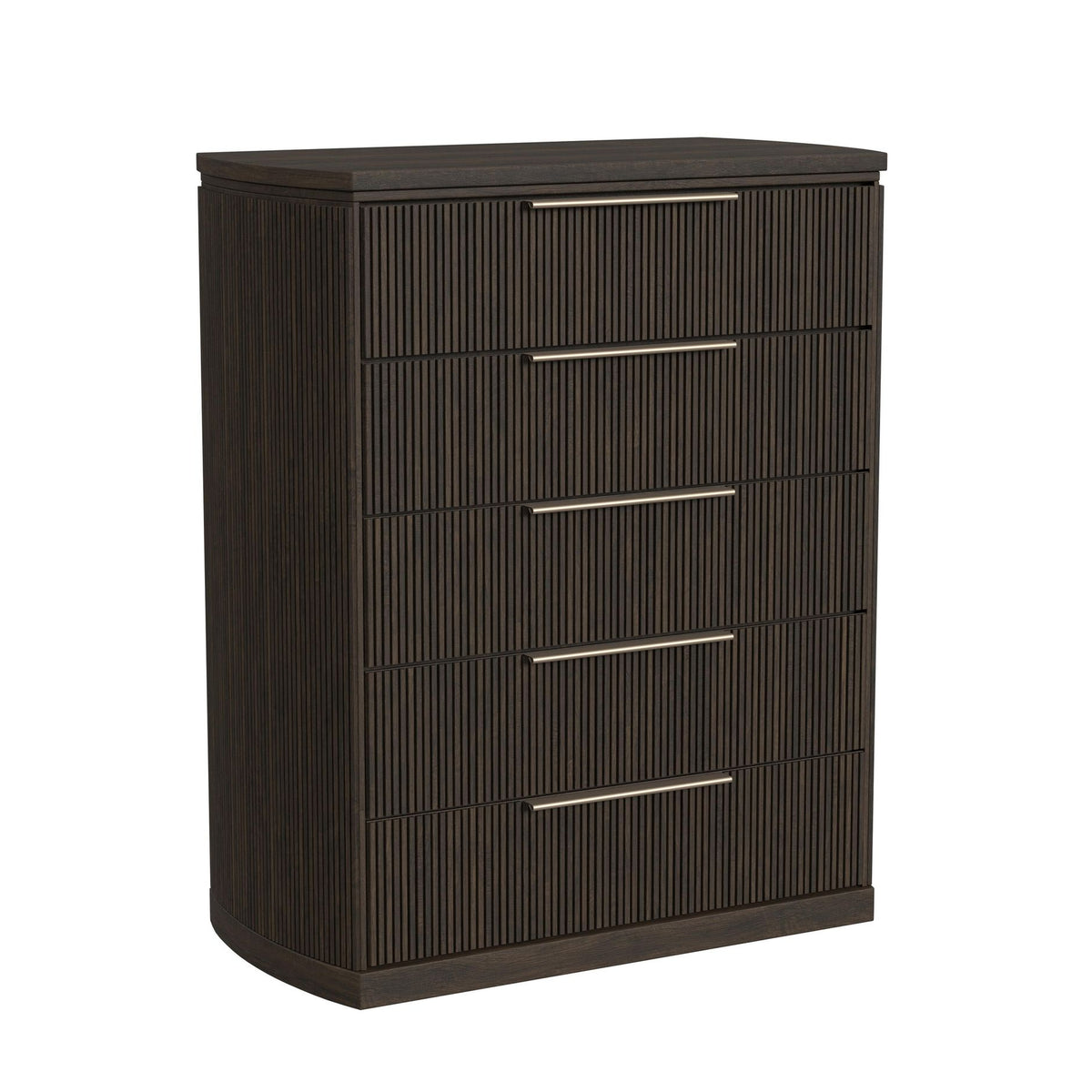 Sylvie Dark Brown 5-Piece Wall Bed Queen Bedroom Set with 2 Nightstands, Dresser & Chest - Ornate Home