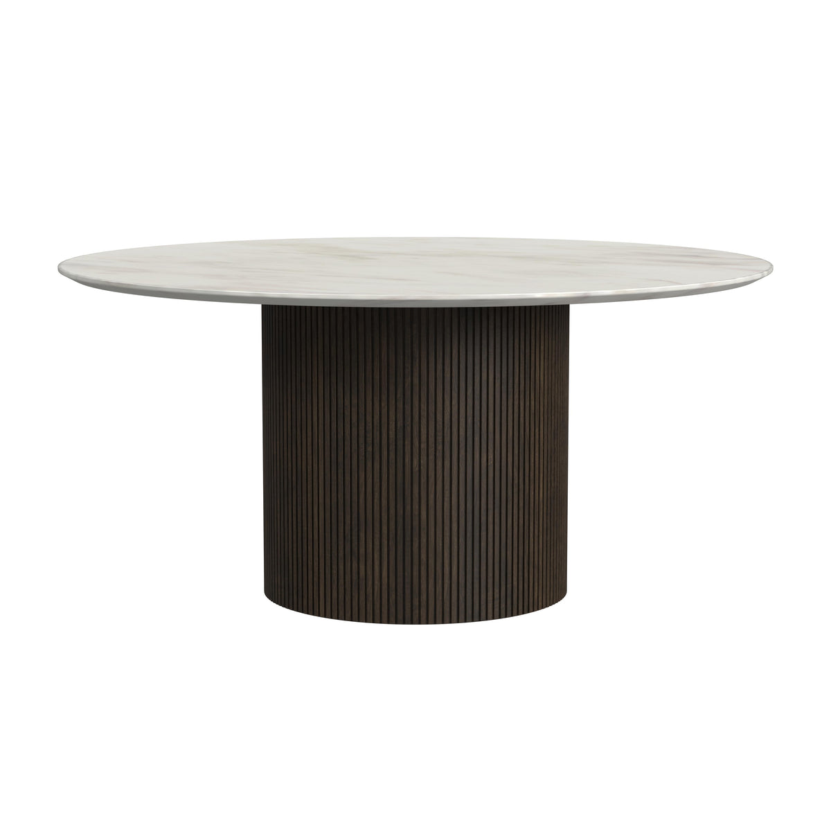 Sylvie Dark Brown/White 2-Piece Occasional Table Set with Faux Marble Top and Base - Ornate Home