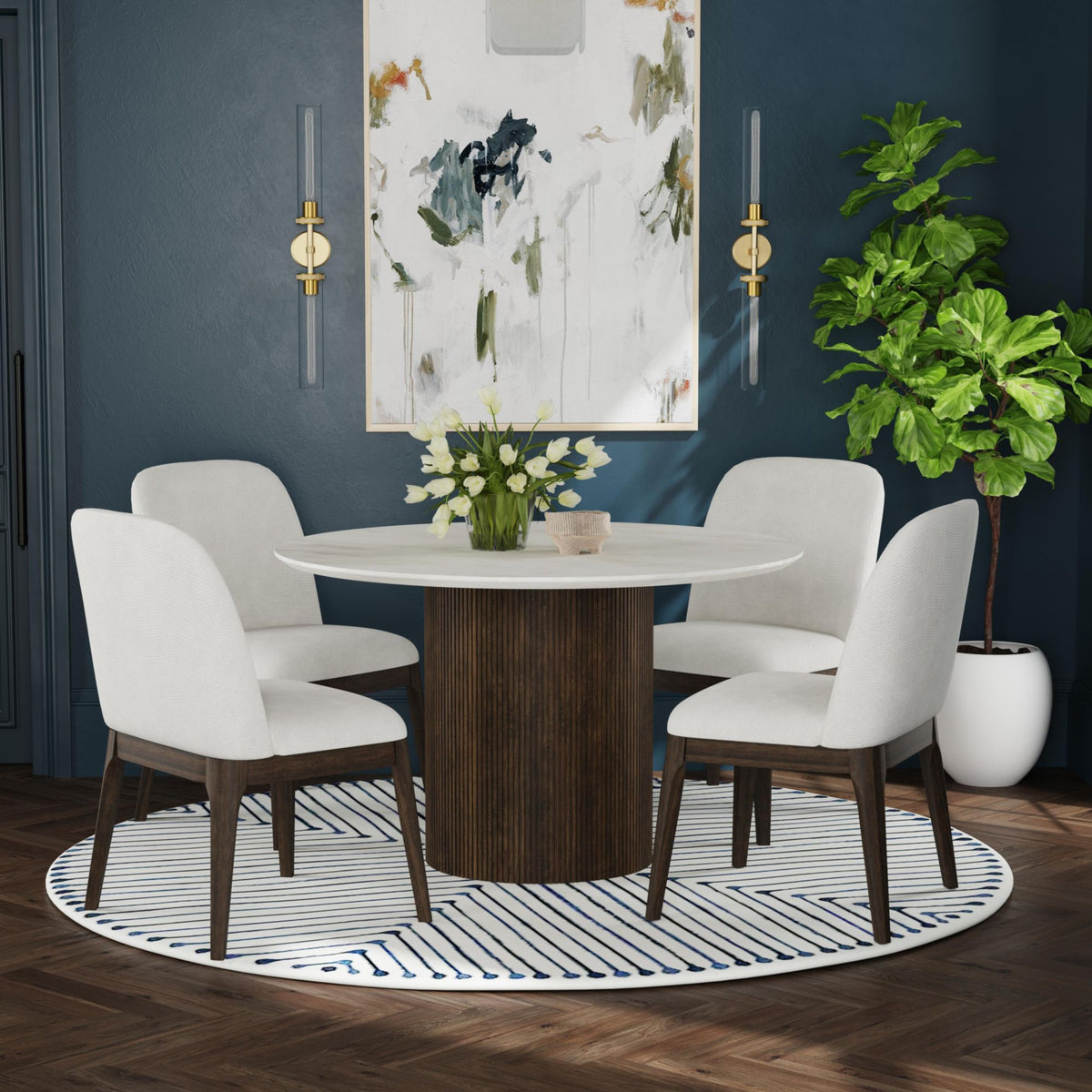 Sylvie Dark Brown/White Dining Side Chair (Set of 2) - Ornate Home