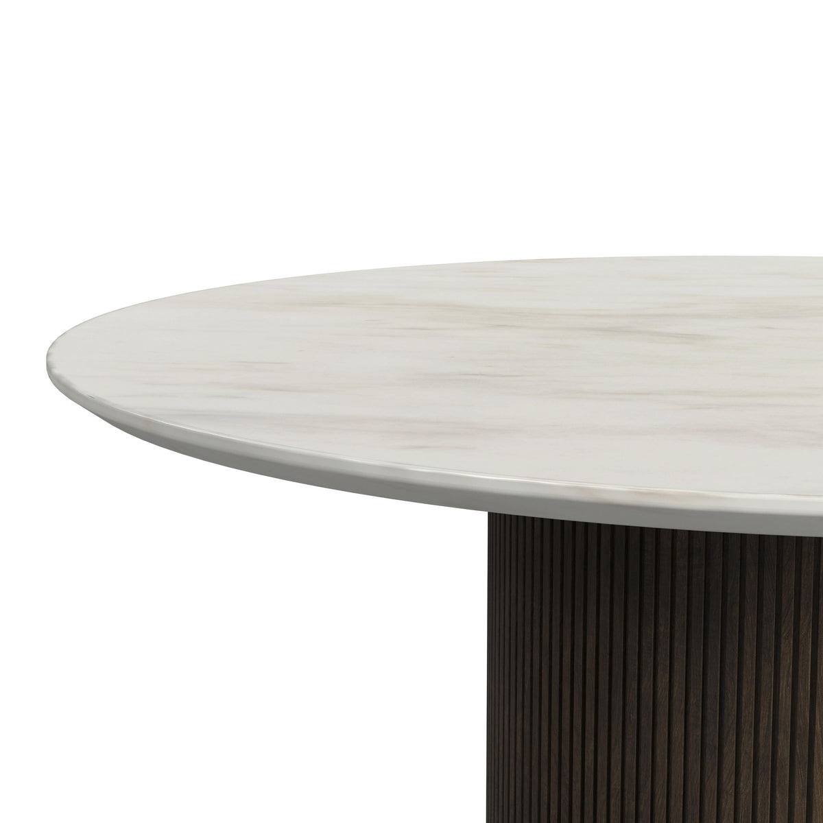 Sylvie Dark Brown/White Round Coffee Table with Faux Marble Top and Base - Ornate Home