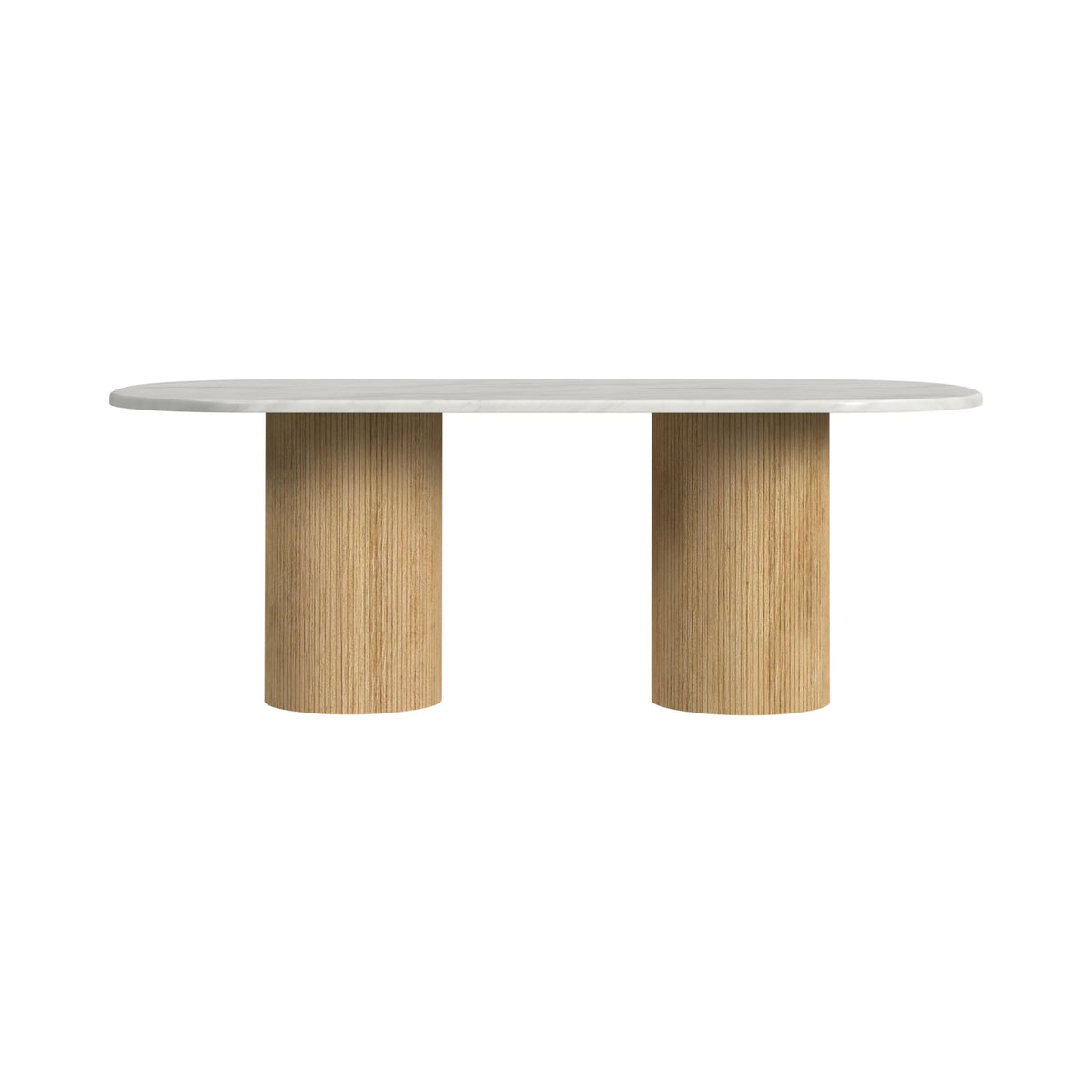 Sylvie Natural/White Oval Dining Table with Faux Marble Top - Ornate Home