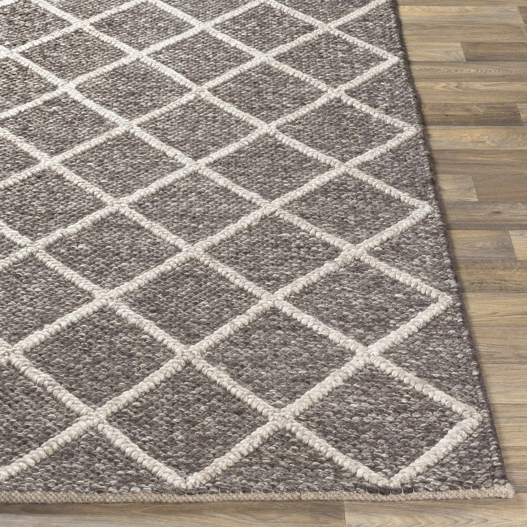 Syosset 2x3 Brown Trellis Wool&Viscose Rug - Clearance - Ornate Home