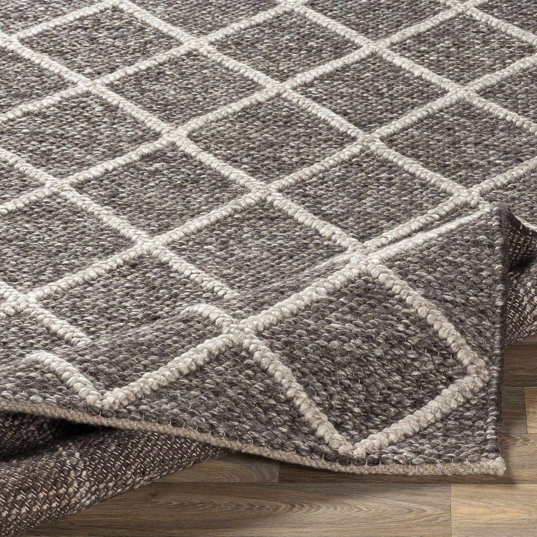 Syosset 2x3 Brown Trellis Wool&Viscose Rug - Clearance - Ornate Home